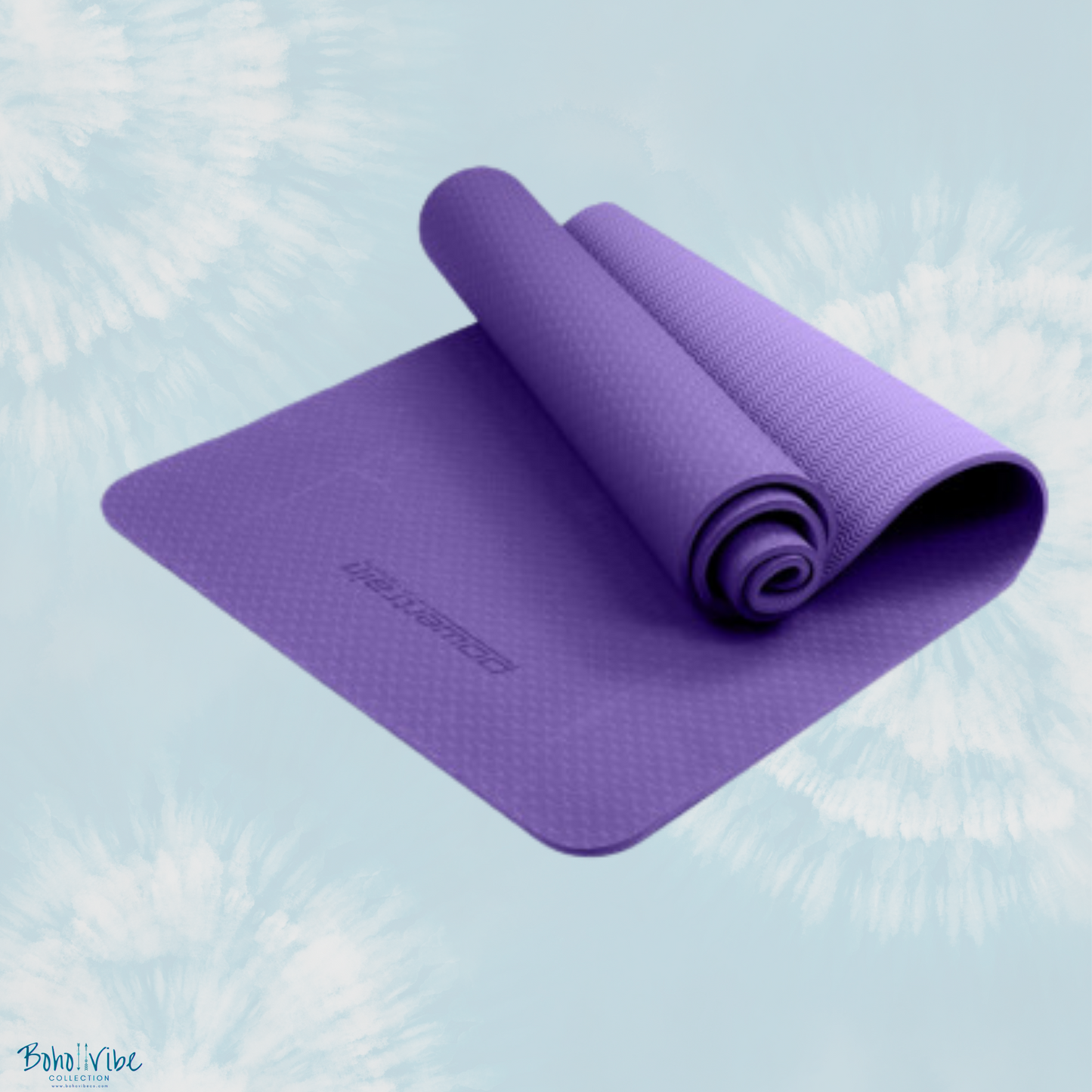 Boho ↡↟ Vibe Collection ↠ Powertrain Yoga Pilates Mat Eco-Friendly Dark Lavender 6mm