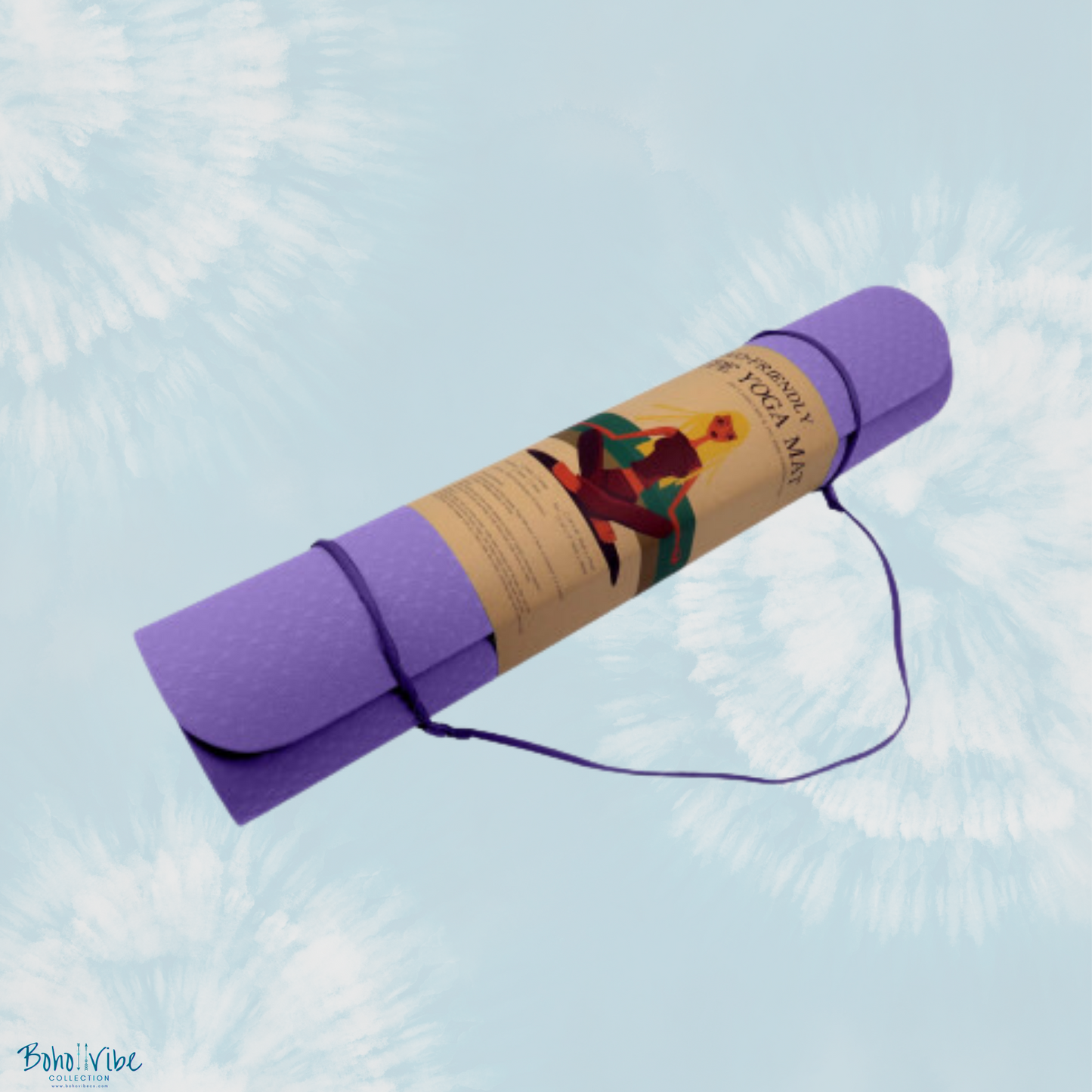 Boho ↡↟ Vibe Collection ↠ Powertrain Yoga Pilates Mat Eco-Friendly Dark Lavender 6mm