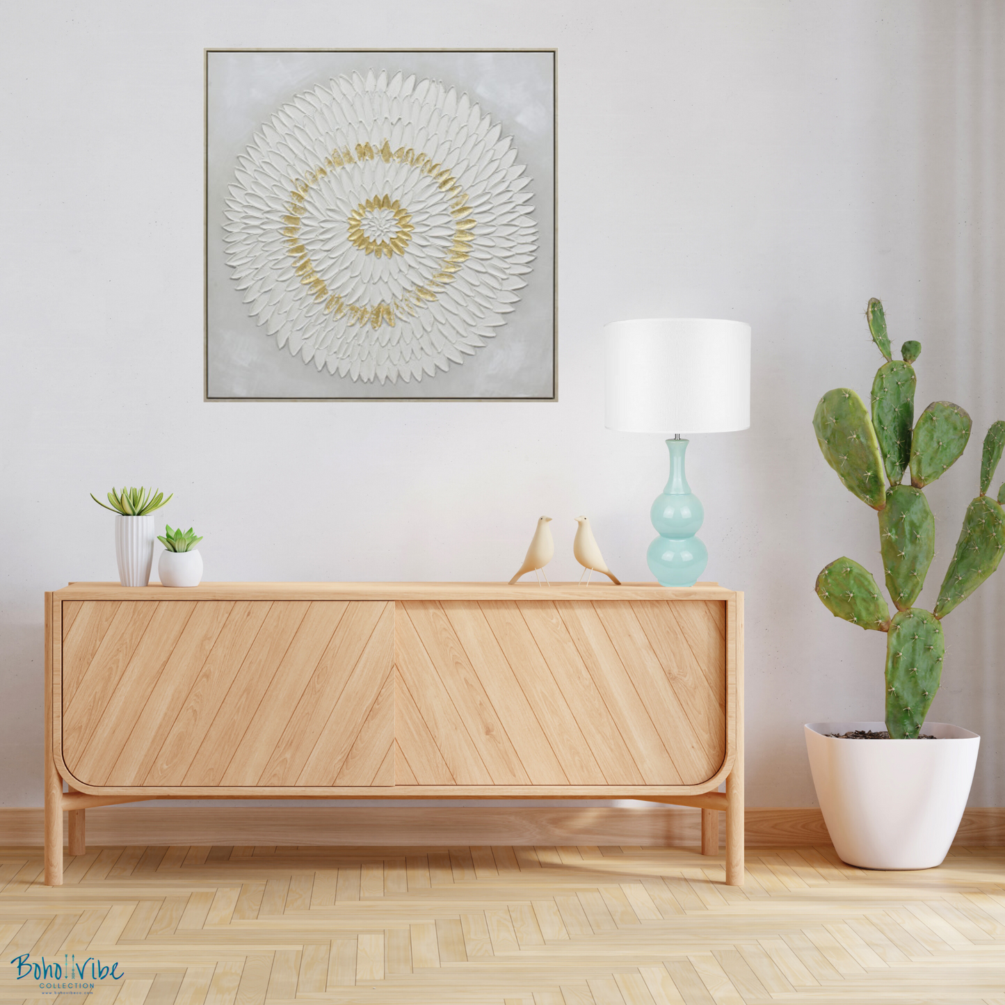 Boho ↡↟ Vibe Collection ↠ Vintage Ceramic Green and White Table Lamp ↡