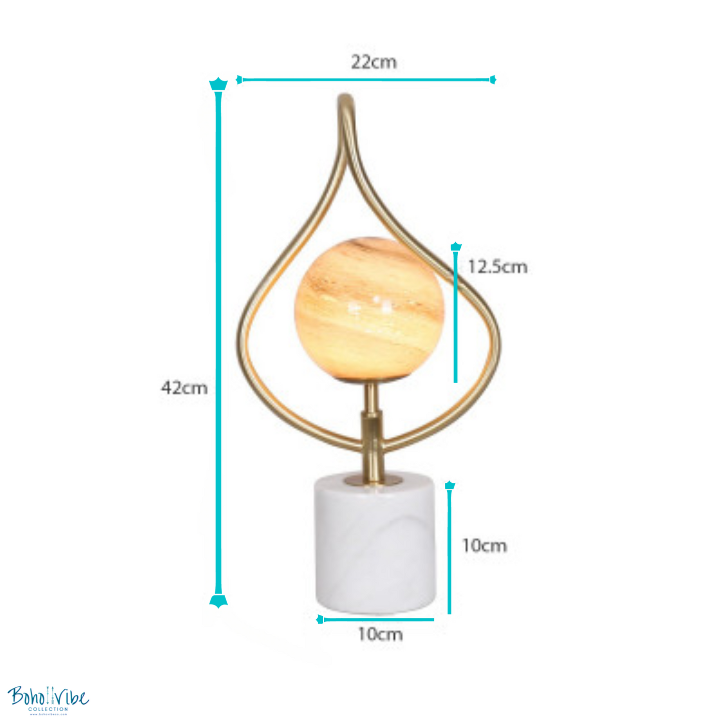 Boho ↡↟ Vibe Collection ↠ Orange Glass White Marble Base Table Lamp