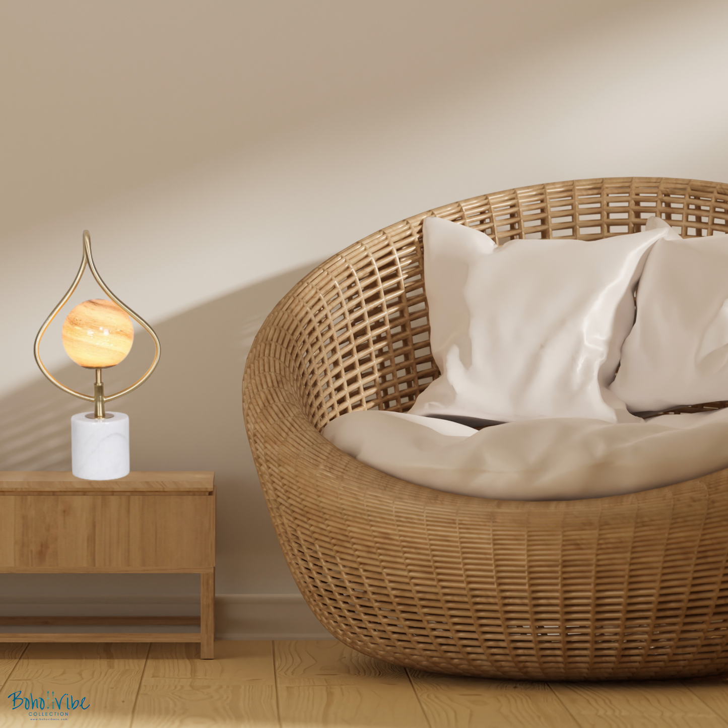 Boho ↡↟ Vibe Collection ↠ Orange Glass White Marble Base Table Lamp
