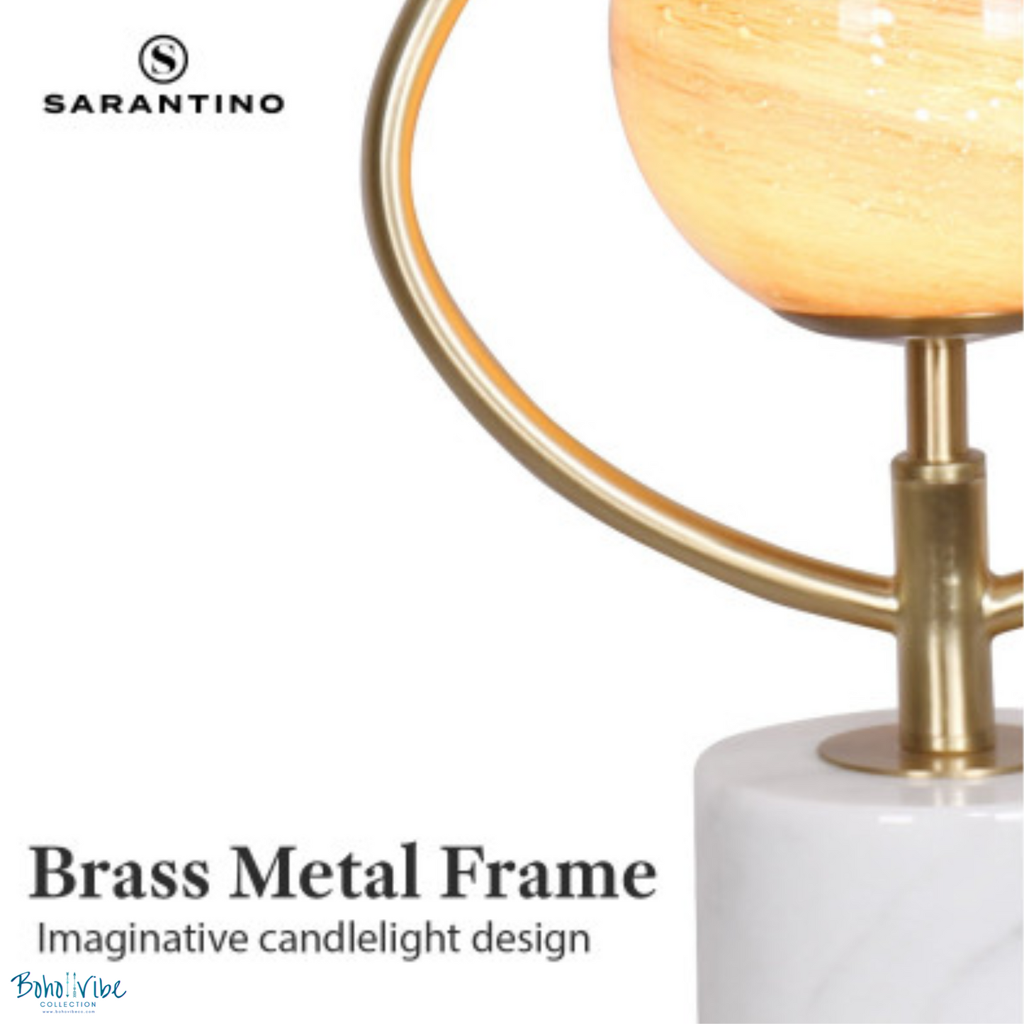Boho ↡↟ Vibe Collection ↠ Orange Glass White Marble Base Table Lamp
