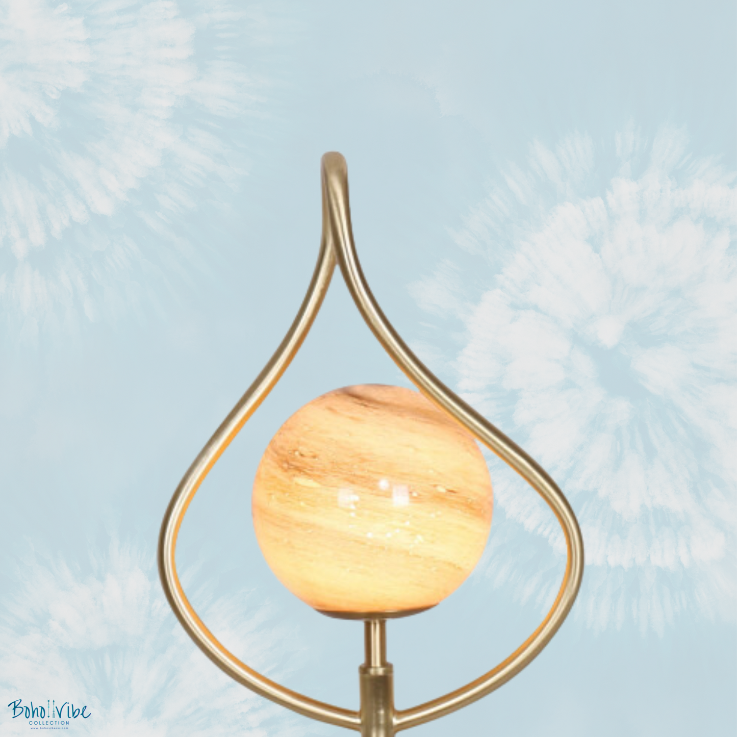 Boho ↡↟ Vibe Collection ↠ Orange Glass White Marble Base Table Lamp