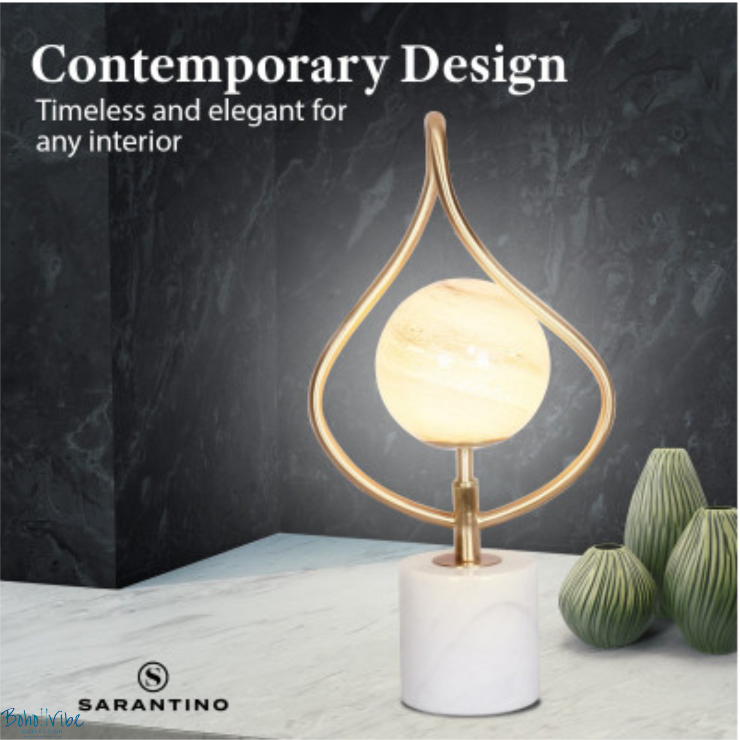 Orange Glass White Marble Base Coastal Table Lamp ↡