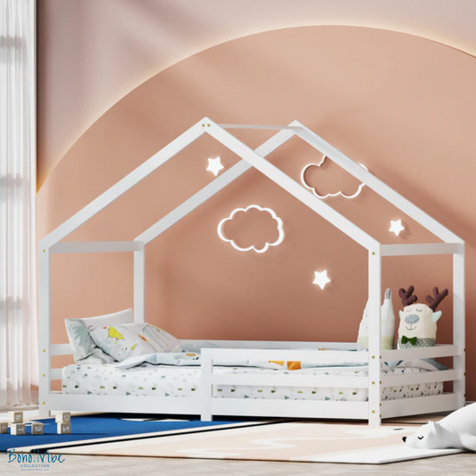 Kids Adventure Home Shaped White Bed Frame Single Sized Children's Bed ↡
