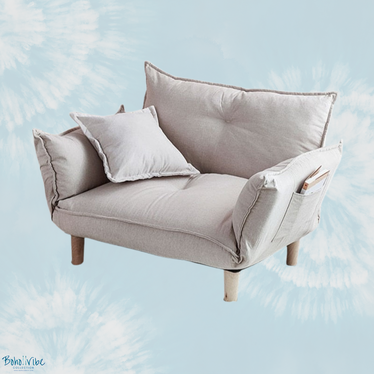 Boho ↡↟ Vibe Collection ↠ Linen Look Convertible Adjustable Sofa Couch