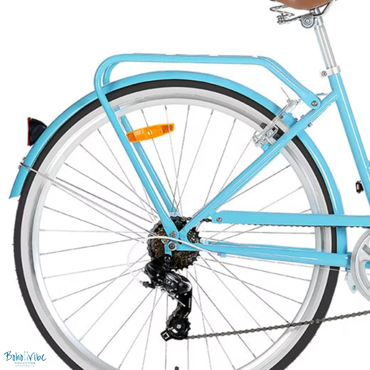 Boho ↡↟ Vibe Collection ↠  Vintage Cruiser Progear Pomona Coastal Commuter Bike Blue Ladies Teen 15" with Basket 