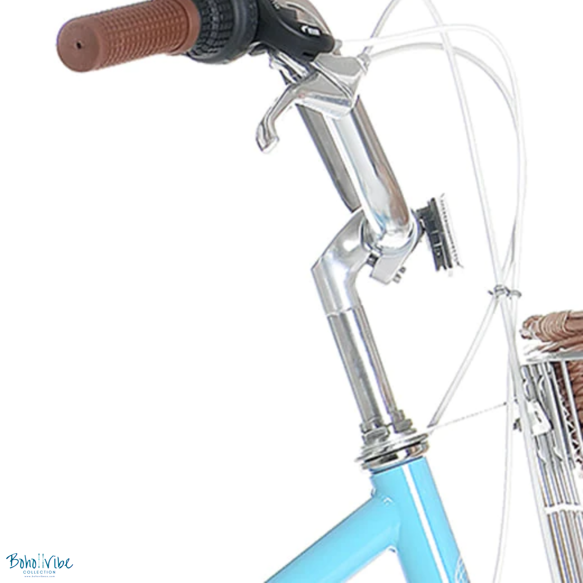 Boho ↡↟ Vibe Collection ↠  Vintage Cruiser Progear Pomona Coastal Commuter Bike Blue Ladies Teen 17" with Basket 