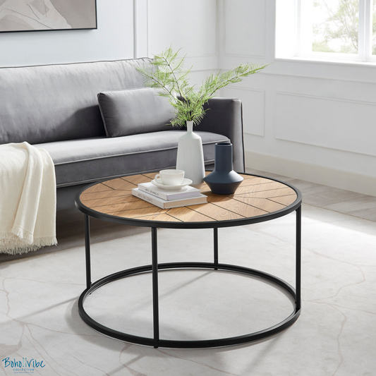 Boho ↡↟ Vibe Collection ↠ Chevron Modern Coffee Table With Black Frame