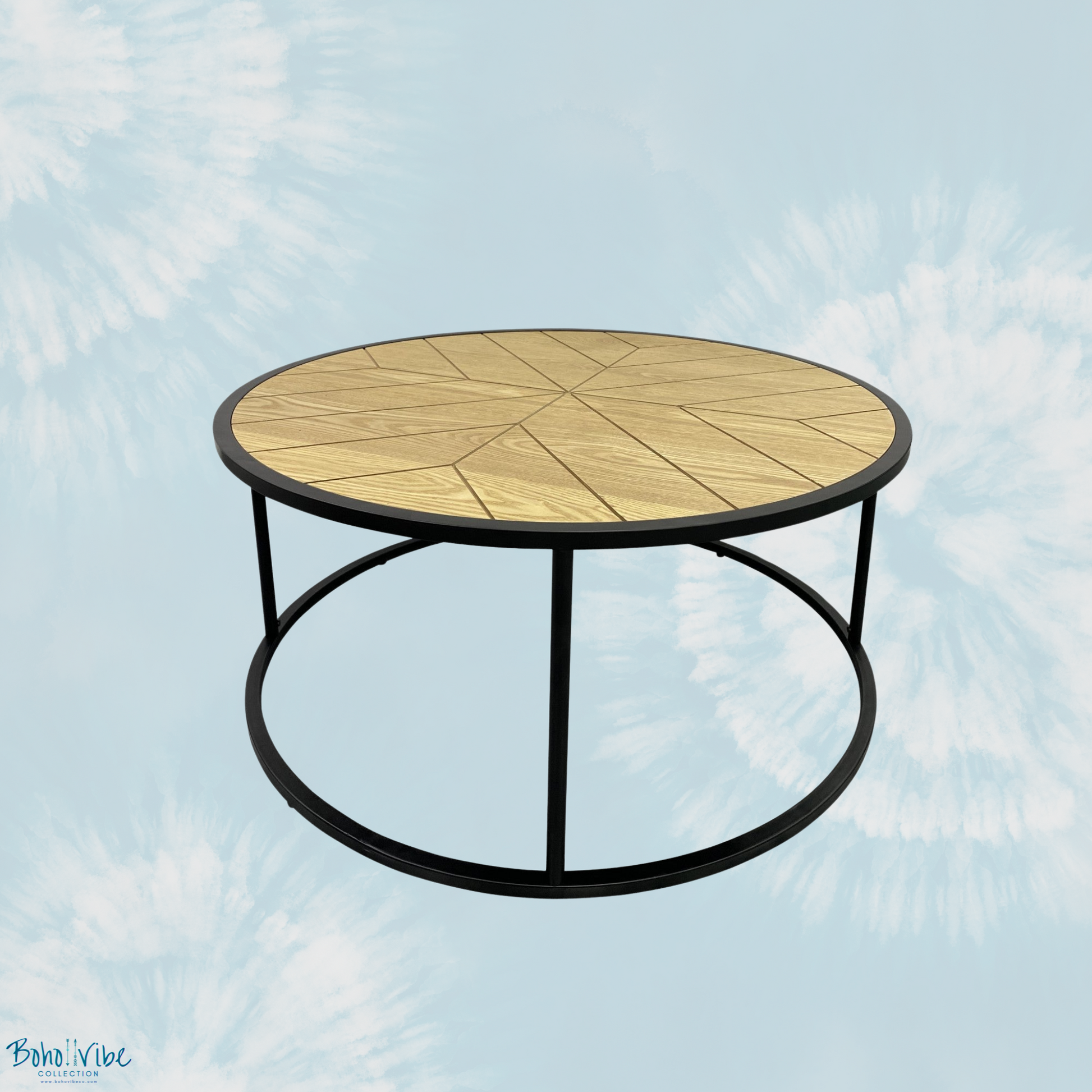 Boho ↡↟ Vibe Collection ↠ Chevron Modern Coffee Table With Black Frame