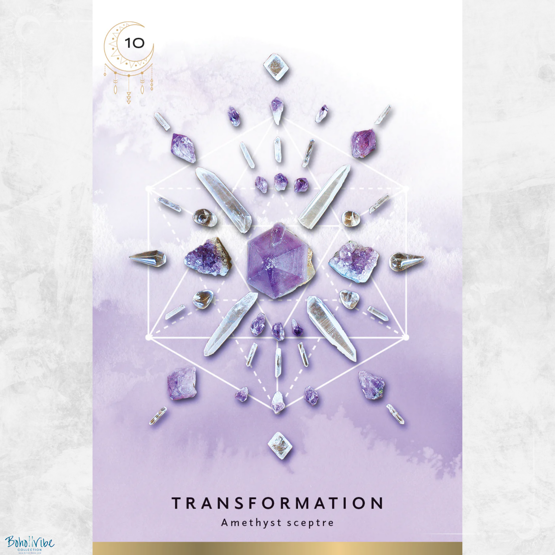 Boho ↡↟ Vibe Collection ↠ Crystal Grid Oracle - Deluxe Edition Card Deck and Guidebook