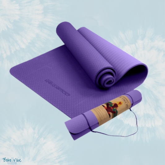 Boho ↡↟ Vibe Collection ↠ Powertrain Yoga Pilates Mat Eco-Friendly Dark Lavender 6mm 