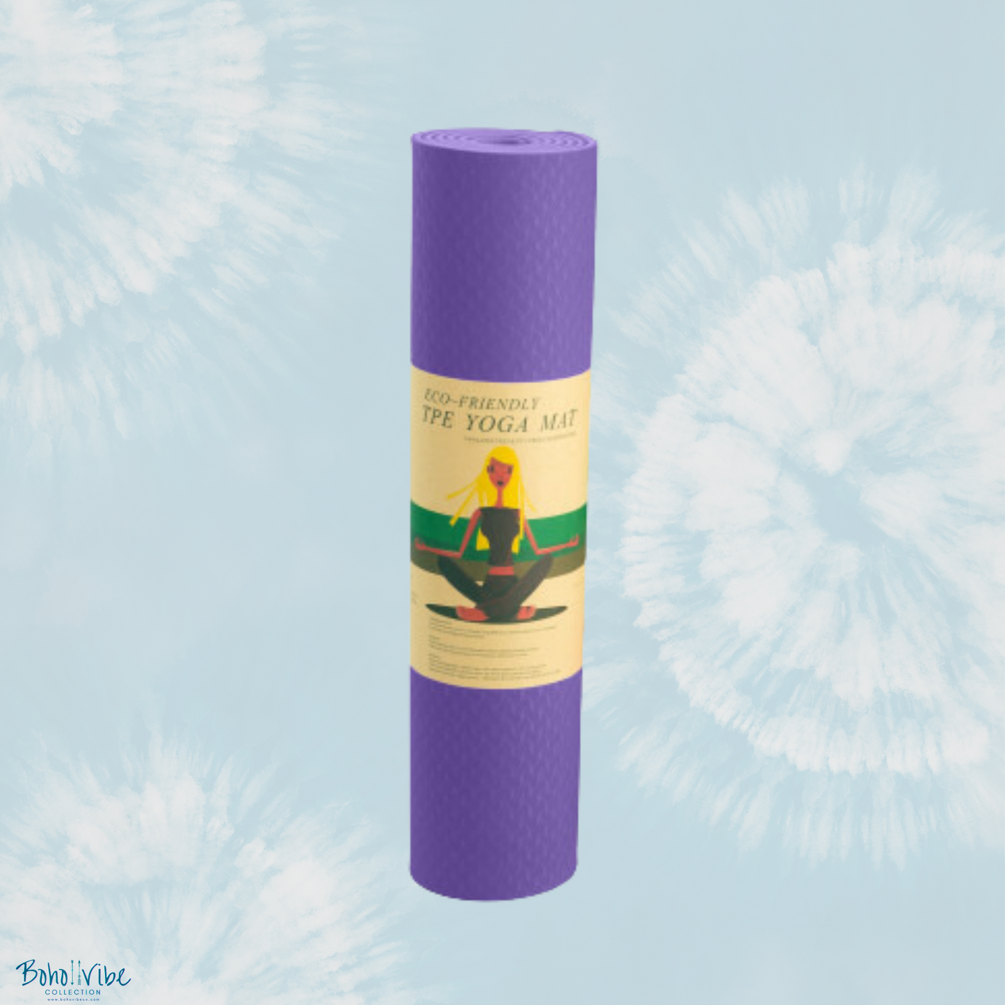 Boho ↡↟ Vibe Collection ↠ Powertrain Yoga Pilates Mat Eco-Friendly Dark Lavender 6mm 