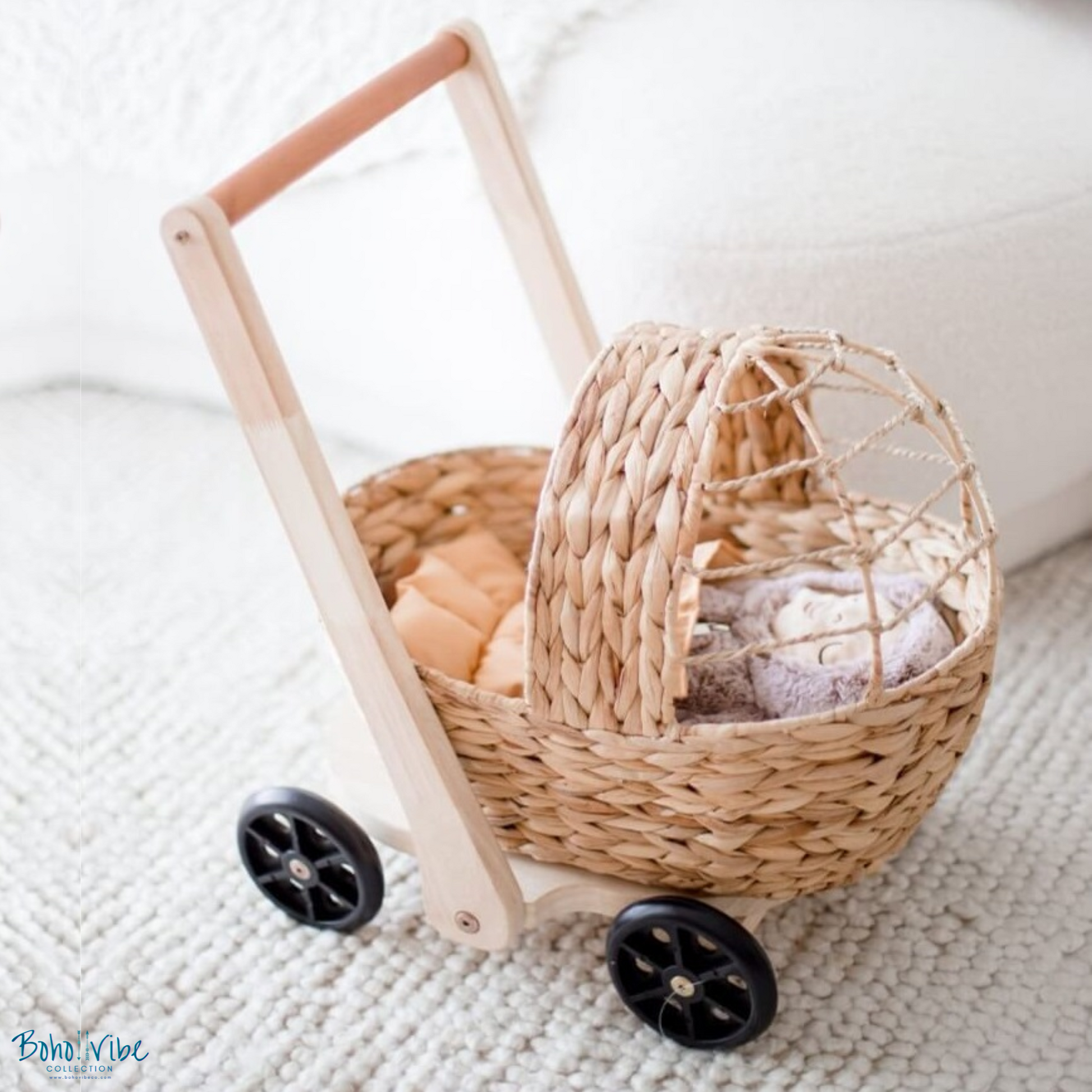 Woven Wicker Doll Bassinet Pram / Child Walker ↡