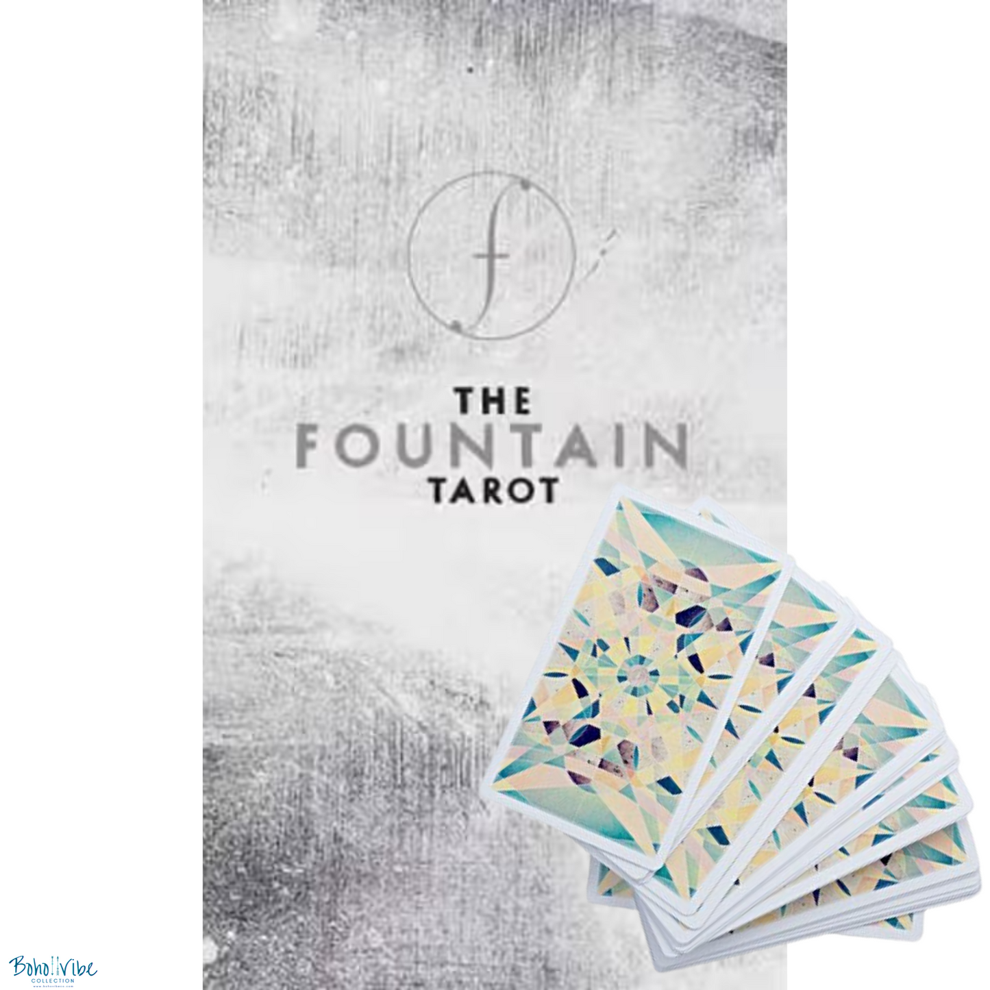 Boho ↡↟ Vibe Collection ↠ Fountain Tarot - Illustrated Gilded Card Deck and Guidebook Boxed Set