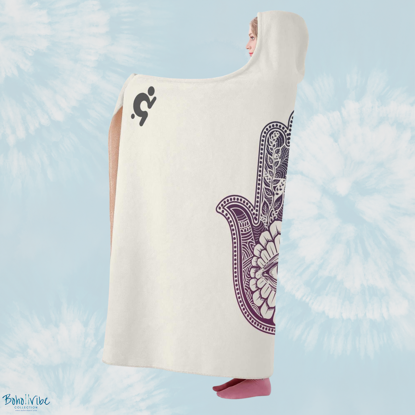 Boho ↡↟ Vibe Collection ↠ Hamsa Hooded Wearable Blanket