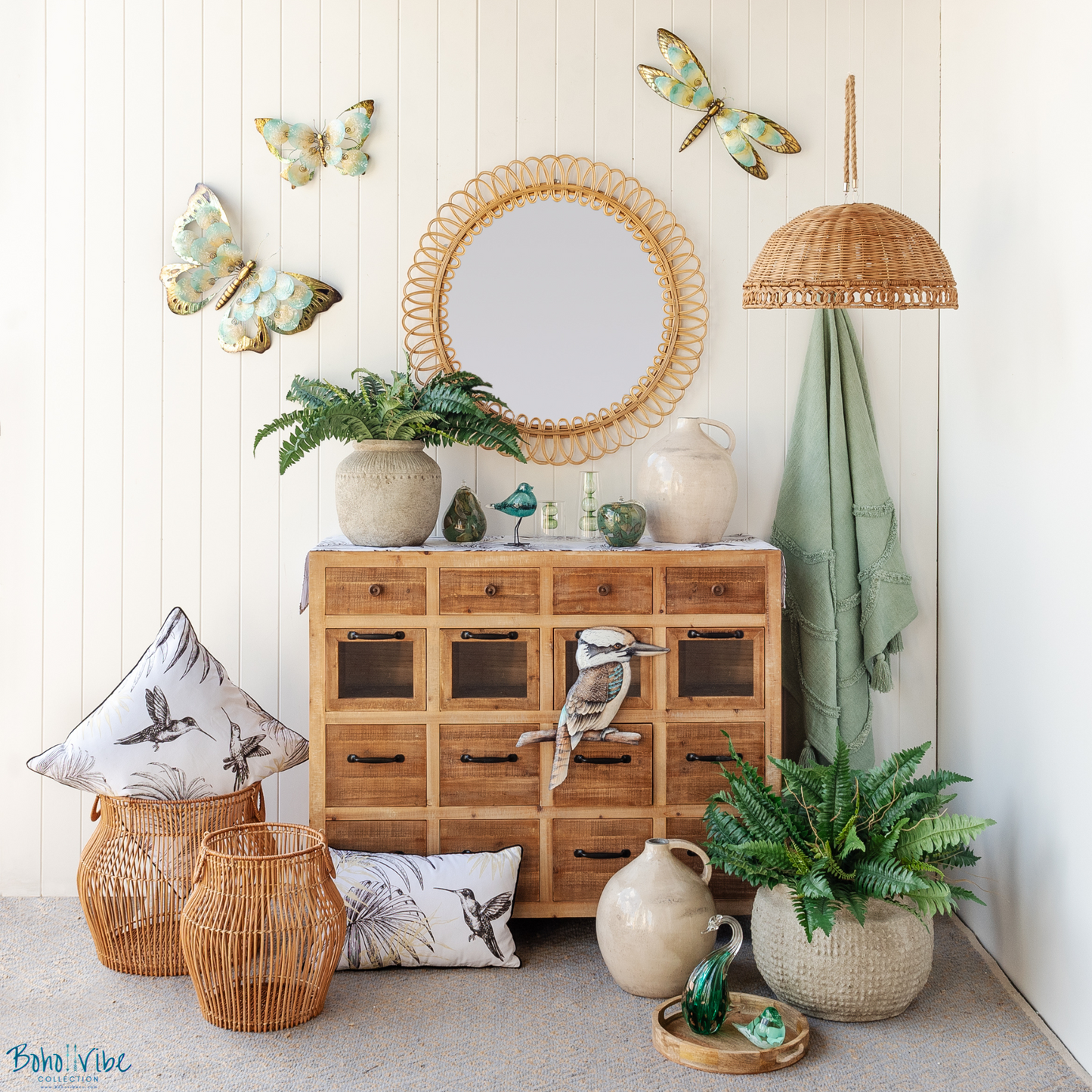 Boho ↡↟ Vibe Collection ↠ Hummingbird Cushions Rectangle Set of 2