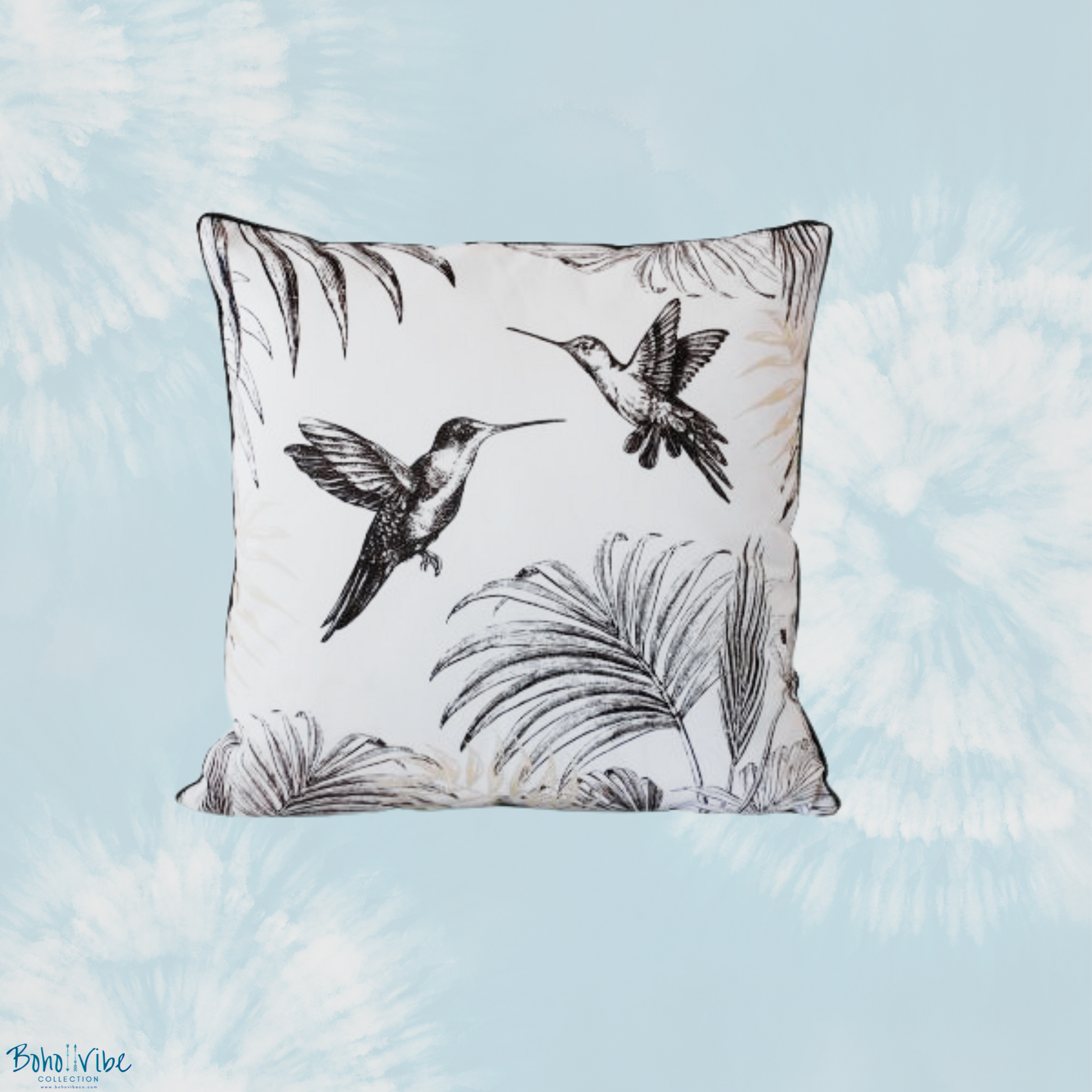 Boho ↡↟ Vibe Collection ↠ Hummingbird Cushions Square Set of 2 