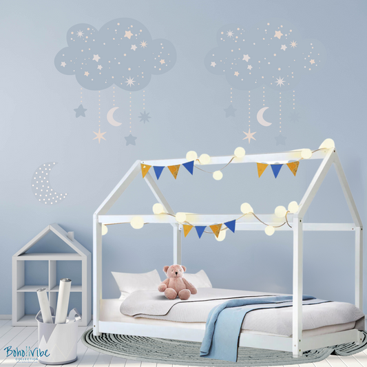 Boho ↡↟ Vibe Collection ↠ Kids Home Shaped White Bed Frame Single Sized Childrens House Wooden Bed 