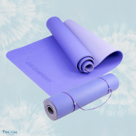 Boho ↡↟ Vibe Collection ↠ Powertrain Yoga Pilates Mat Eco-Friendly Light Purple 8mm