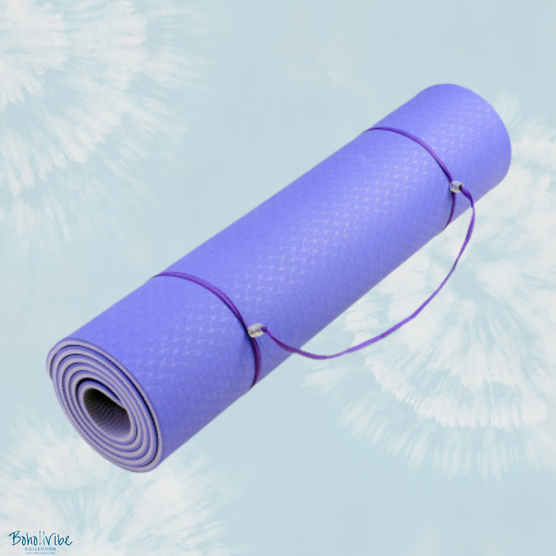 Boho ↡↟ Vibe Collection ↠ Powertrain Yoga Pilates Mat Eco-Friendly Light Purple 8mm