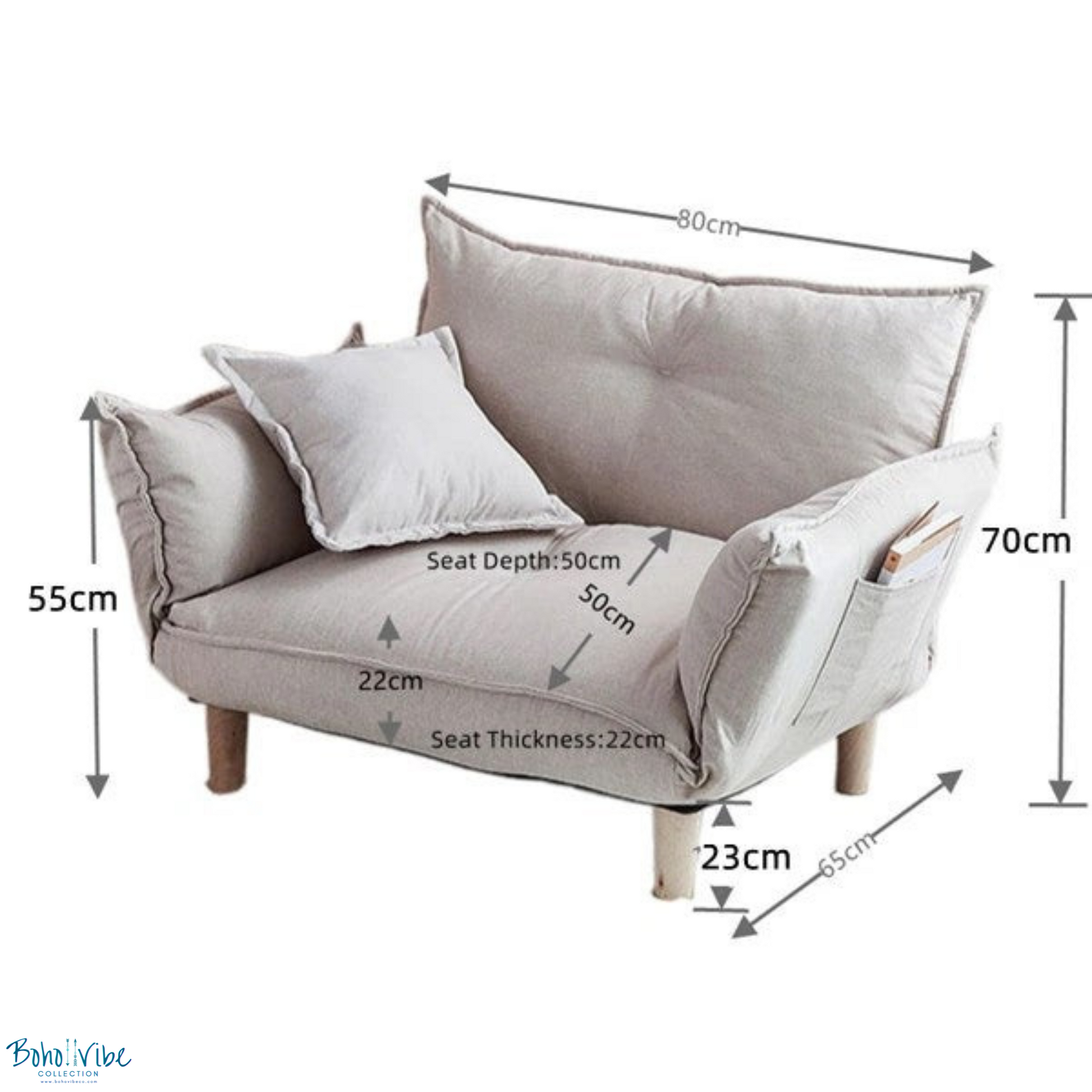 Boho ↡↟ Vibe Collection ↠ Linen Look Convertible Adjustable Sofa Couch