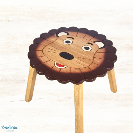 Boho ↡↟ Vibe Collection ↠ Kids Lion Table Hand Carved Childrens Wooden Animal Table