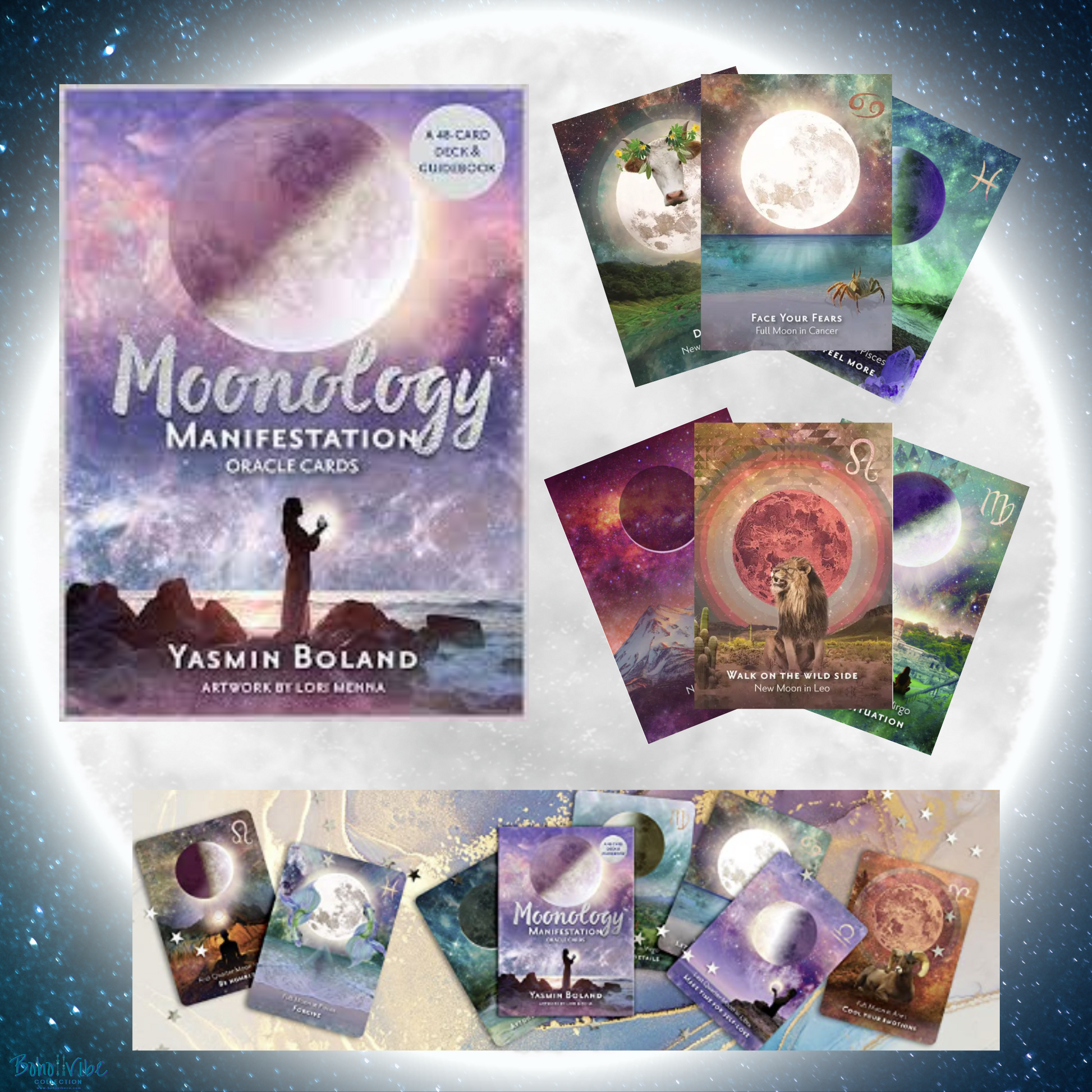 Boho ↡↟ Vibe Collection ↠ Moonology Manifestation Oracle Card Deck and Guidebook 