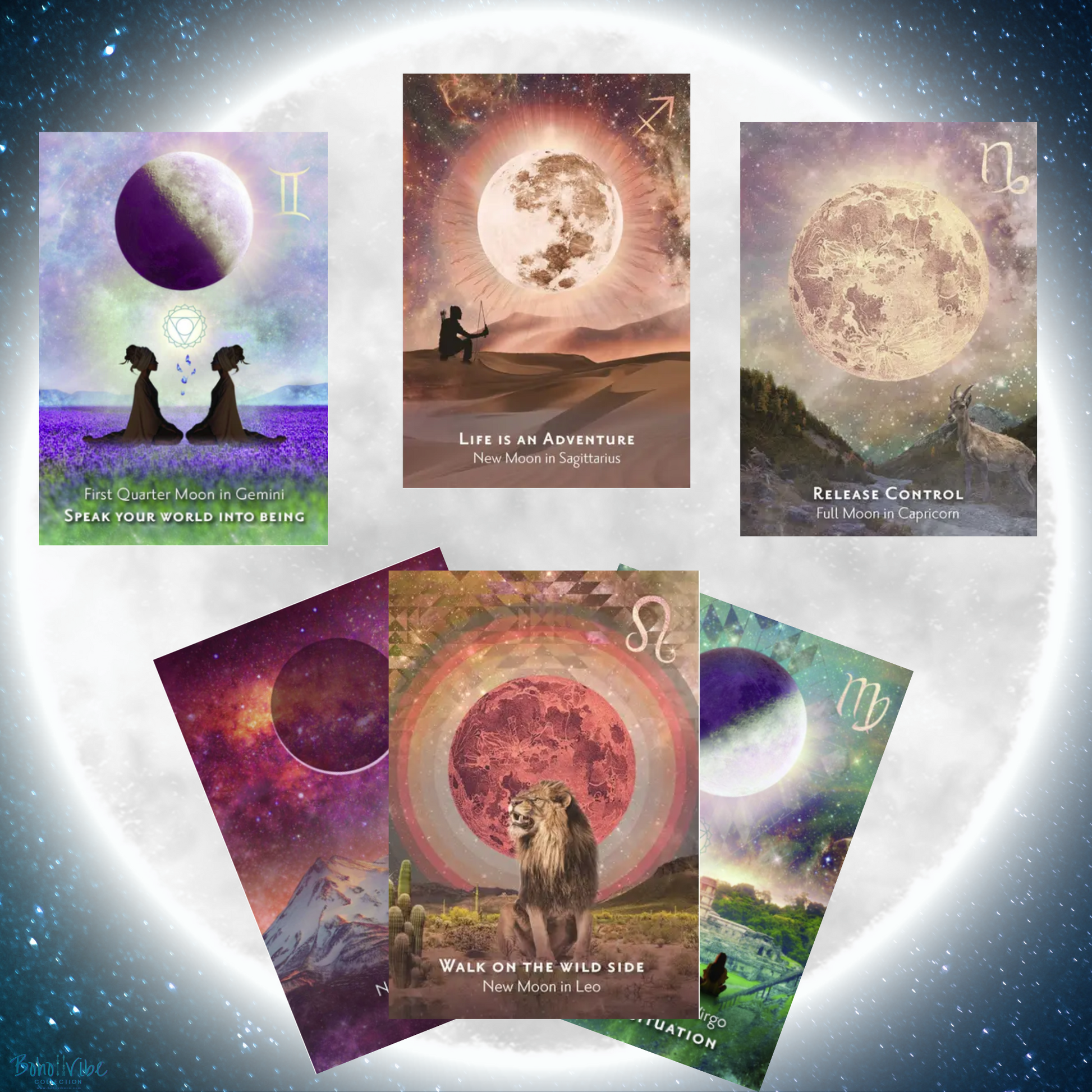 Boho ↡↟ Vibe Collection ↠ Moonology Manifestation Oracle Card Deck and Guidebook 