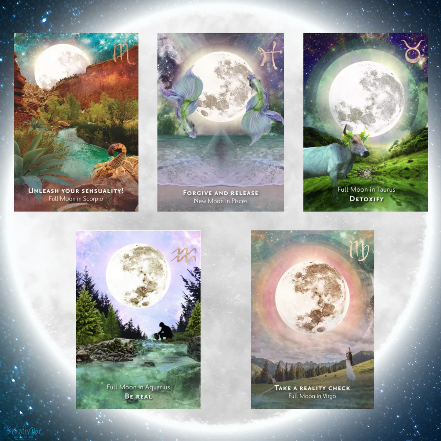 Boho ↡↟ Vibe Collection ↠ Moonology Manifestation Oracle Card Deck and Guidebook 
