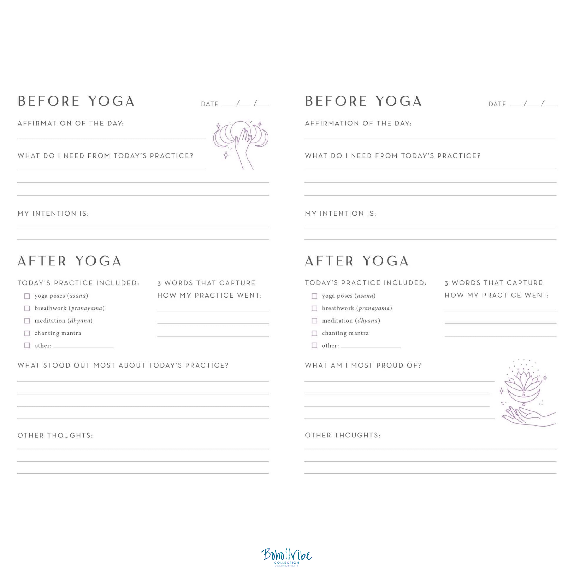 Boho ↡↟ Vibe Collection ↠ My Yoga Journey. A Guided Journal. Yoga Journal ↡