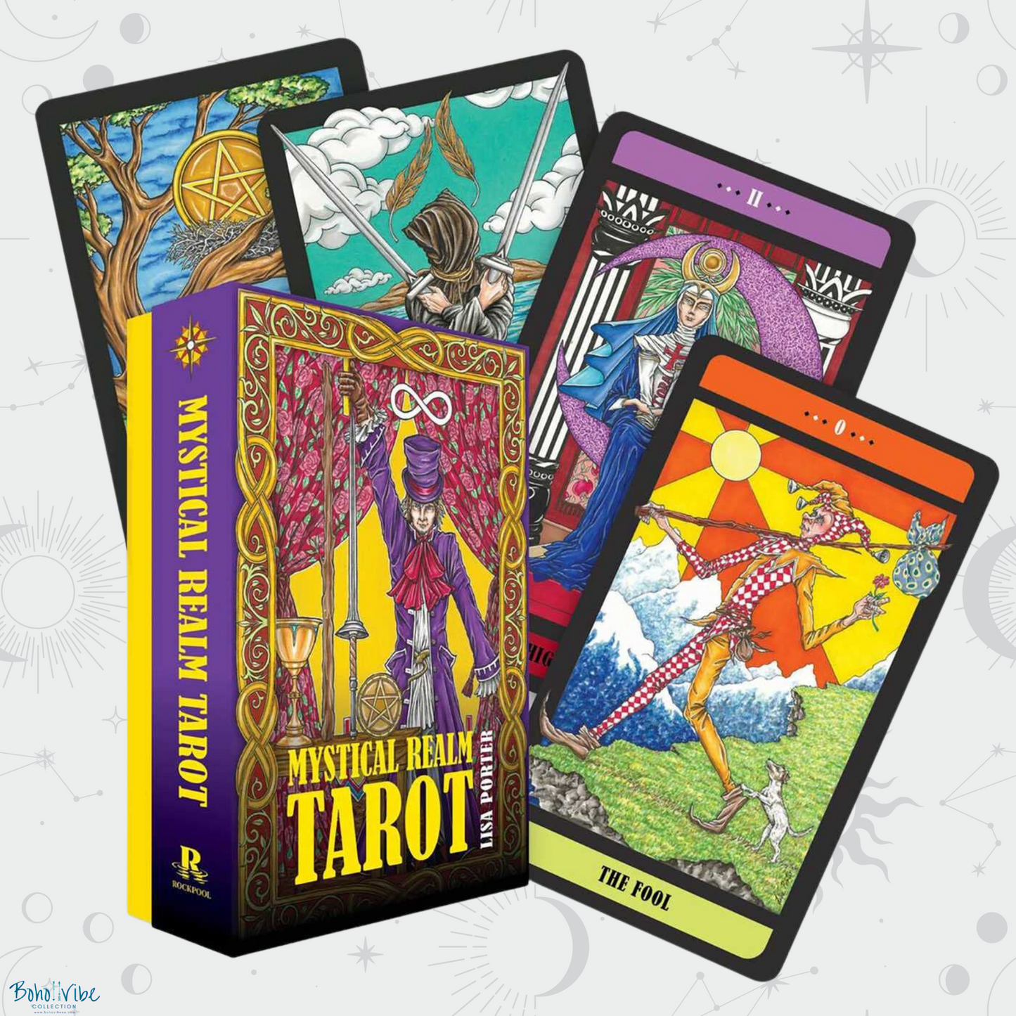 Boho ↡↟ Vibe Collection ↠ Mystical Realm Tarot Card Deck & Guidebook 