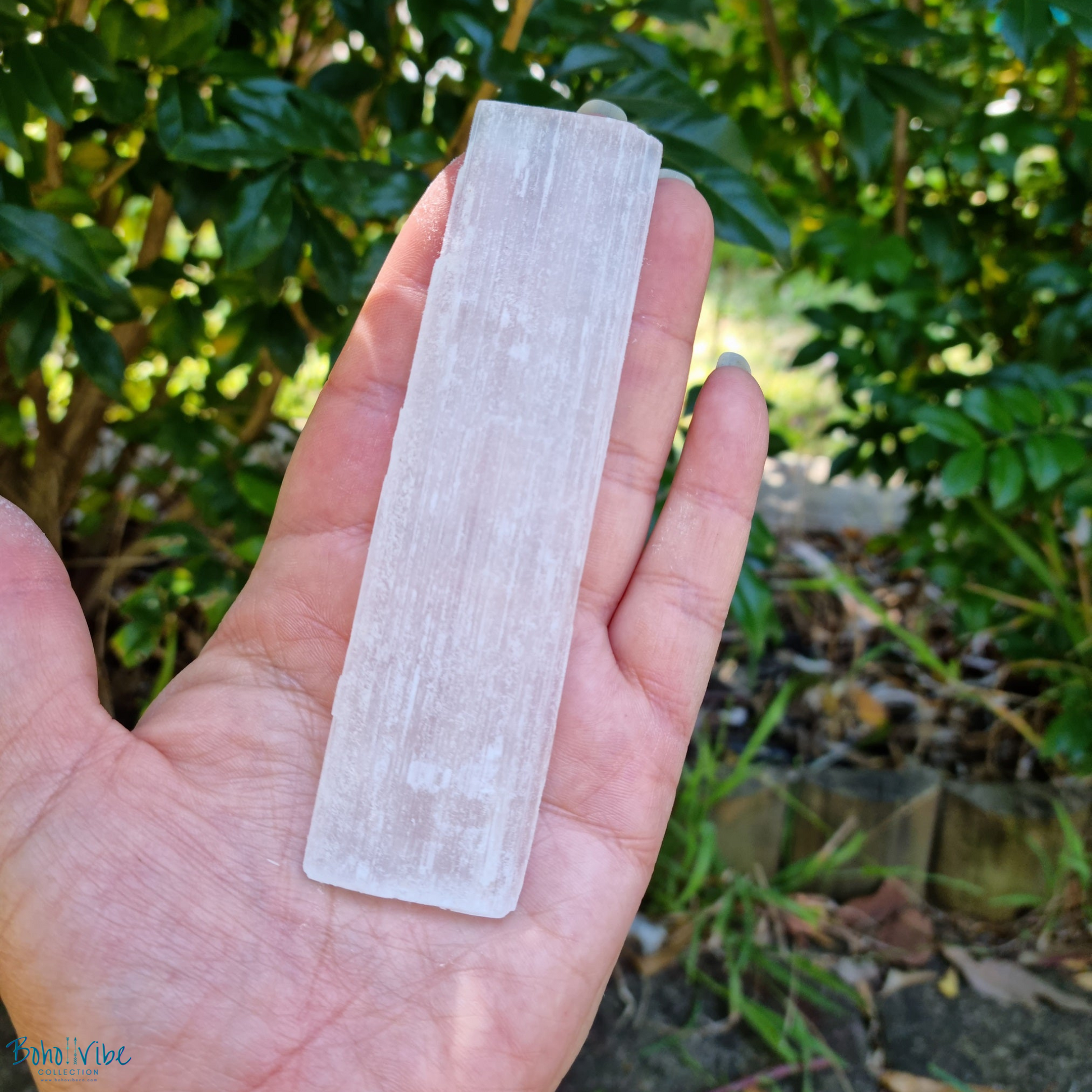 Boho ↡↟ Vibe Collection ↠ Natural Selenite Wand Raw Crystal Charging Tray