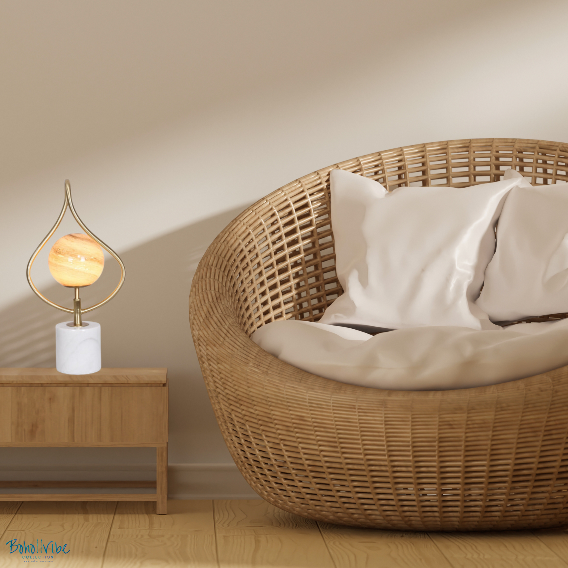 Boho ↡↟ Vibe Collection ↠ Orange Glass White Marble Base Table Lamp 