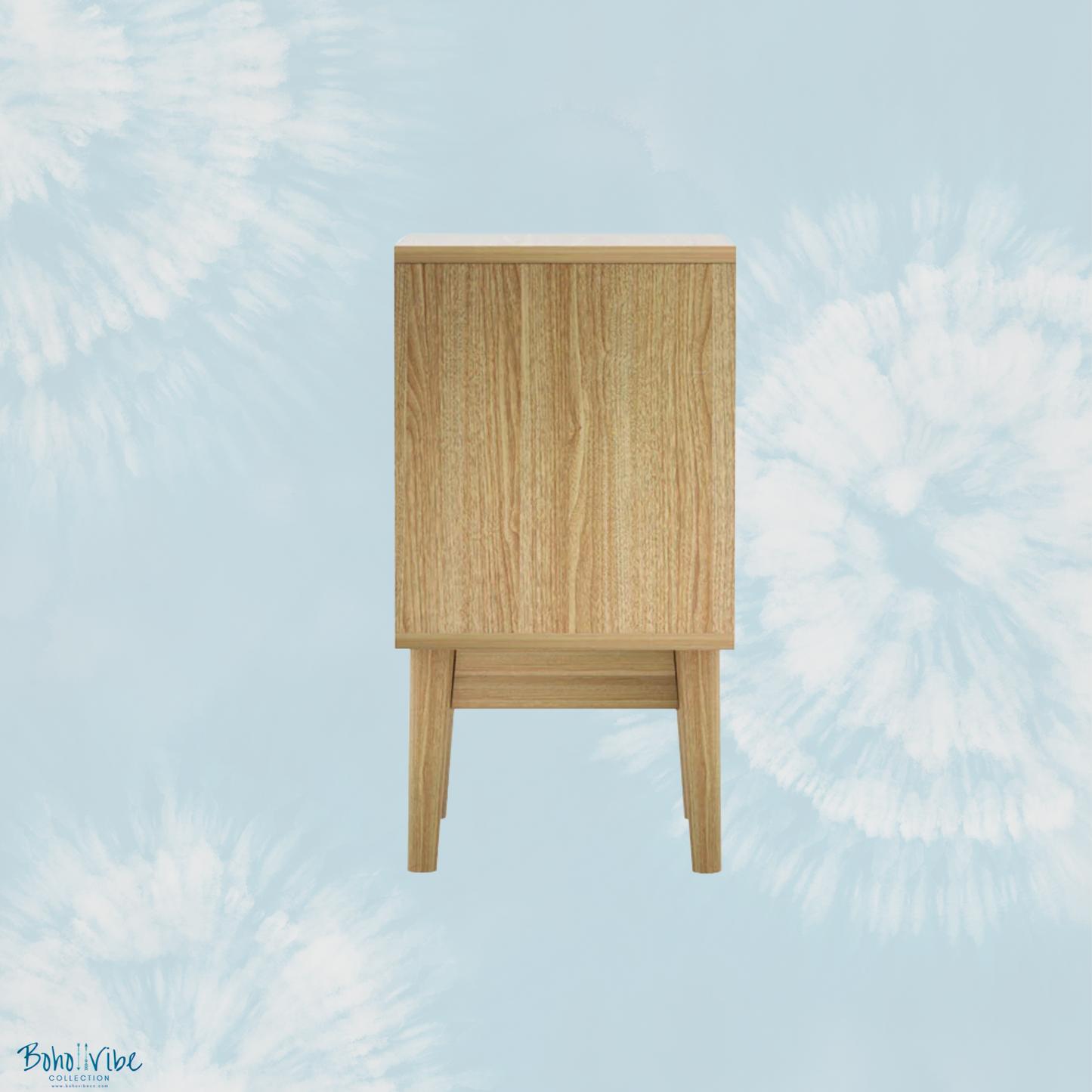 Boho ↡↟ Vibe Collection ↠ Rattan Bohemian Nightstand 2 Drawer & Storage Shelf Bedroom Coastal Cabinet Side Table 