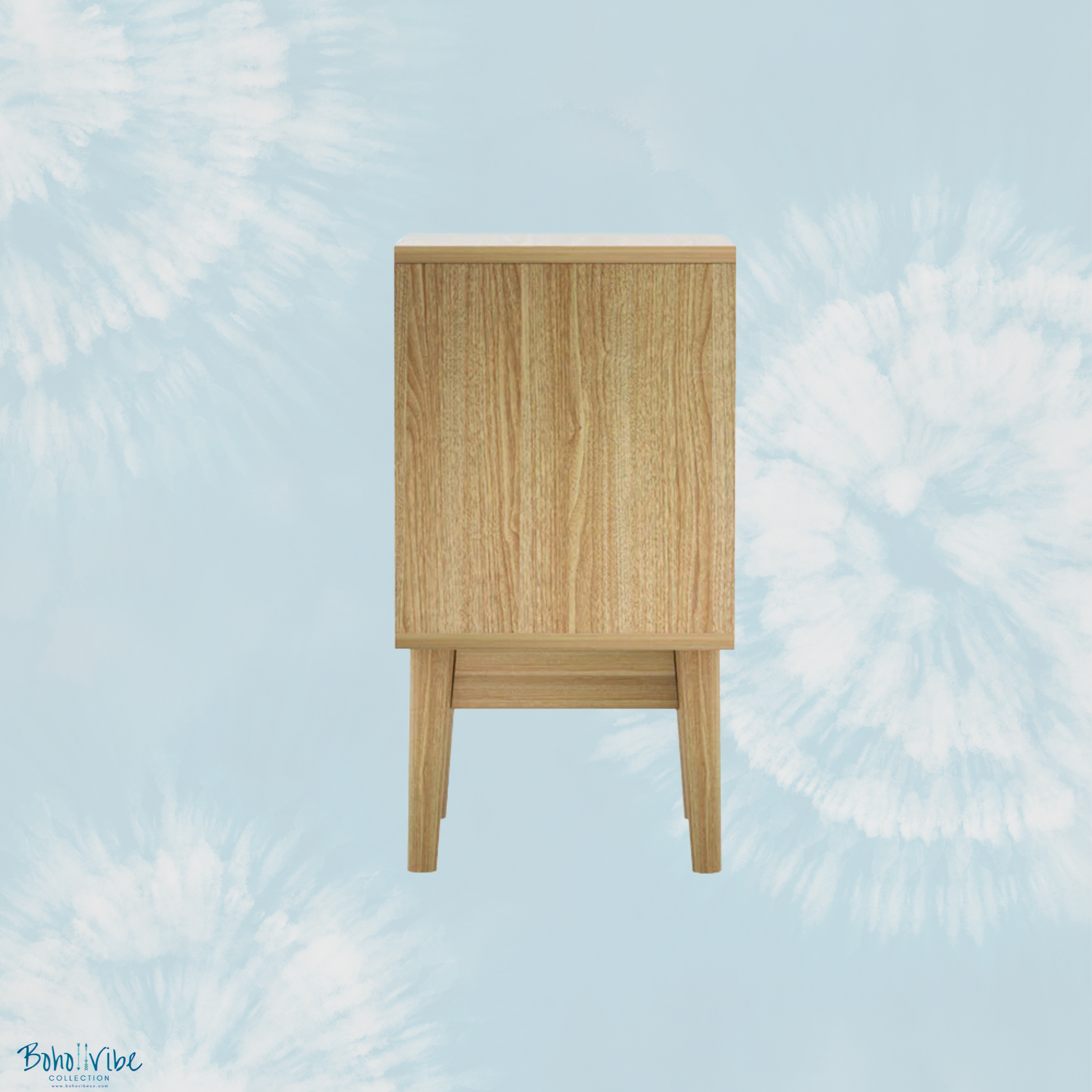 Boho ↡↟ Vibe Collection ↠ Rattan Bohemian Nightstand 2 Drawer & Storage Shelf Bedroom Coastal Cabinet Side Table 