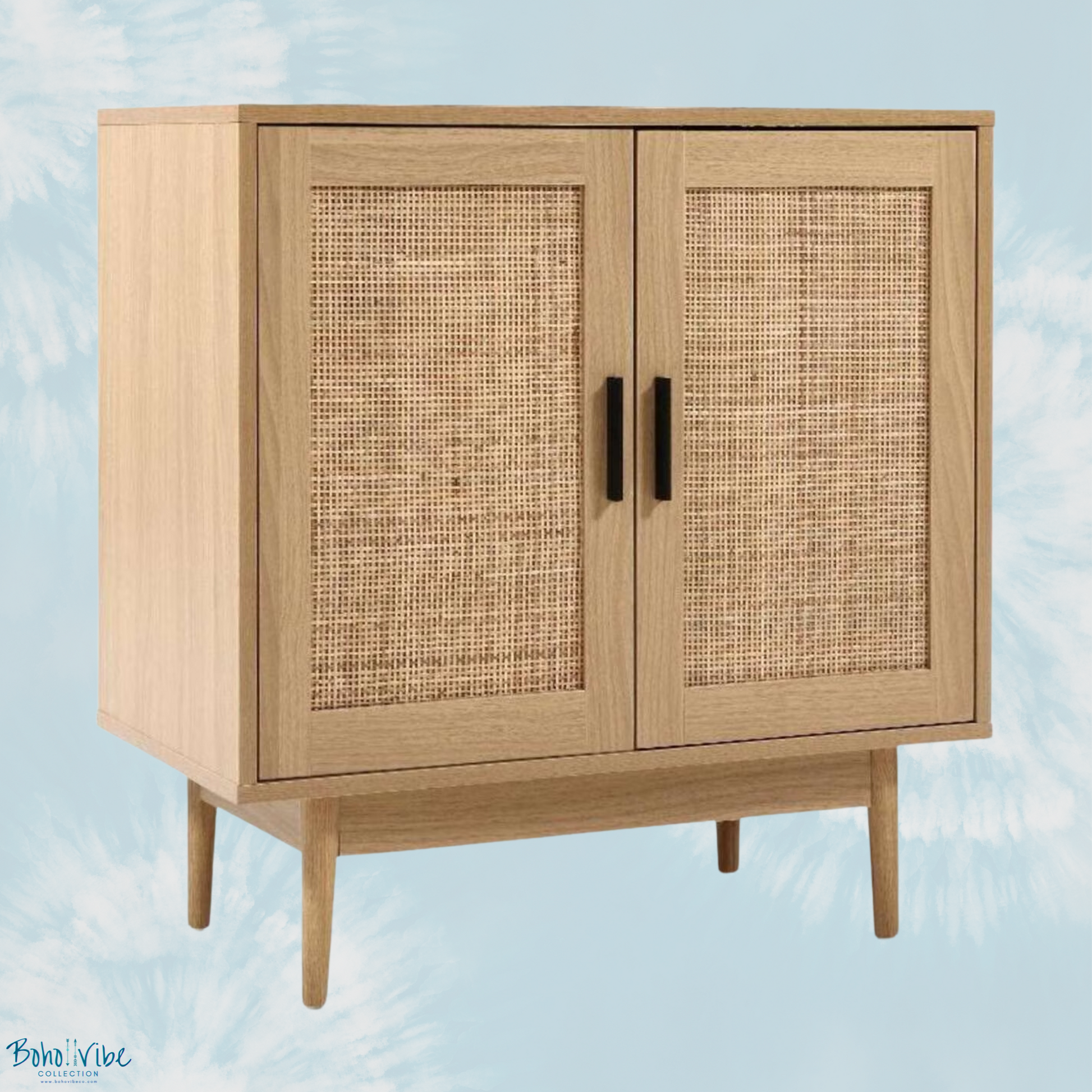 Boho ↡↟ Vibe Collection ↠ Rattan Buffet Sideboard 2 Doors Office Bedroom Lounge Storage Solution ↡