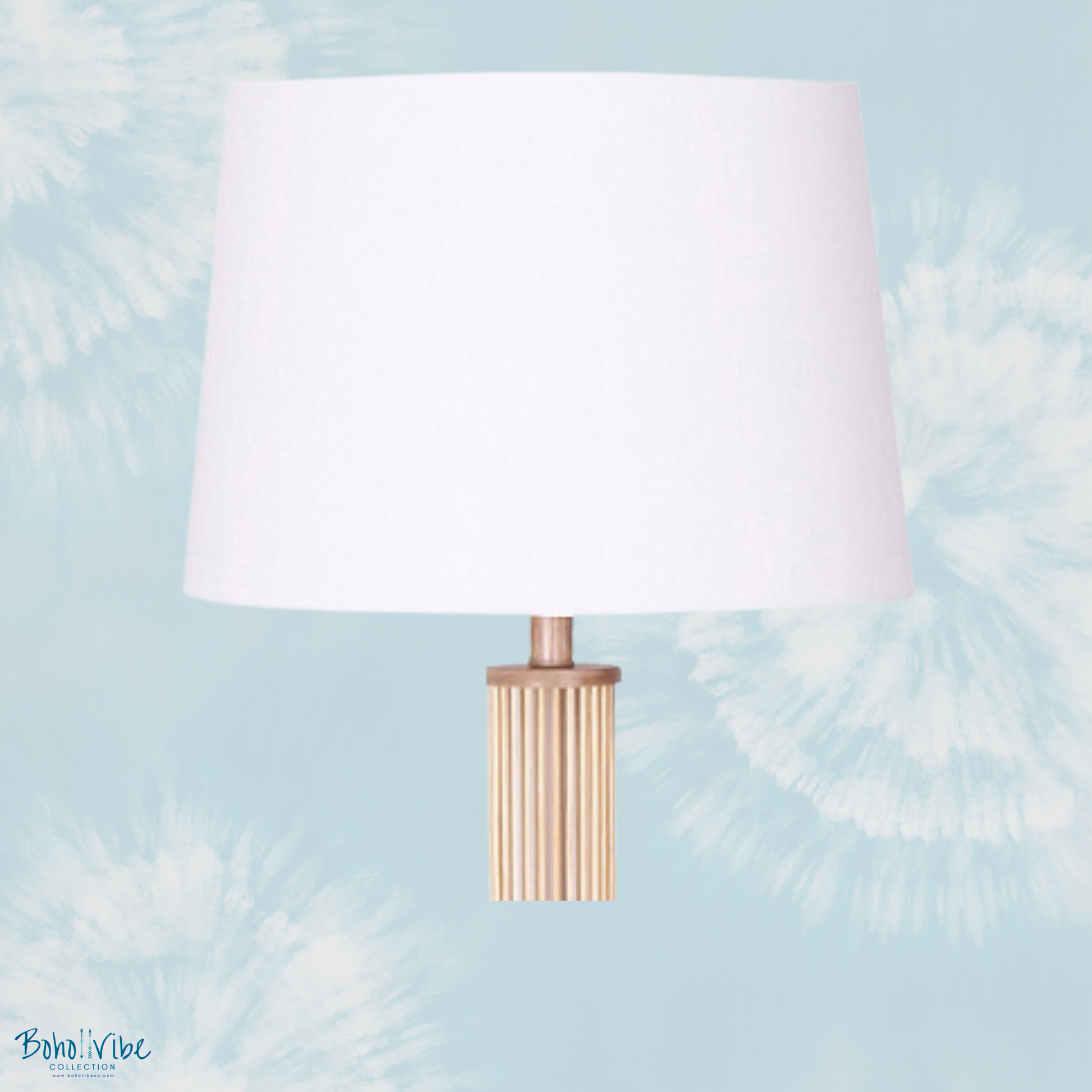 Boho ↡↟ Vibe Collection ↠ Rattan Bohemian Floor Lamp White Linen Shade 