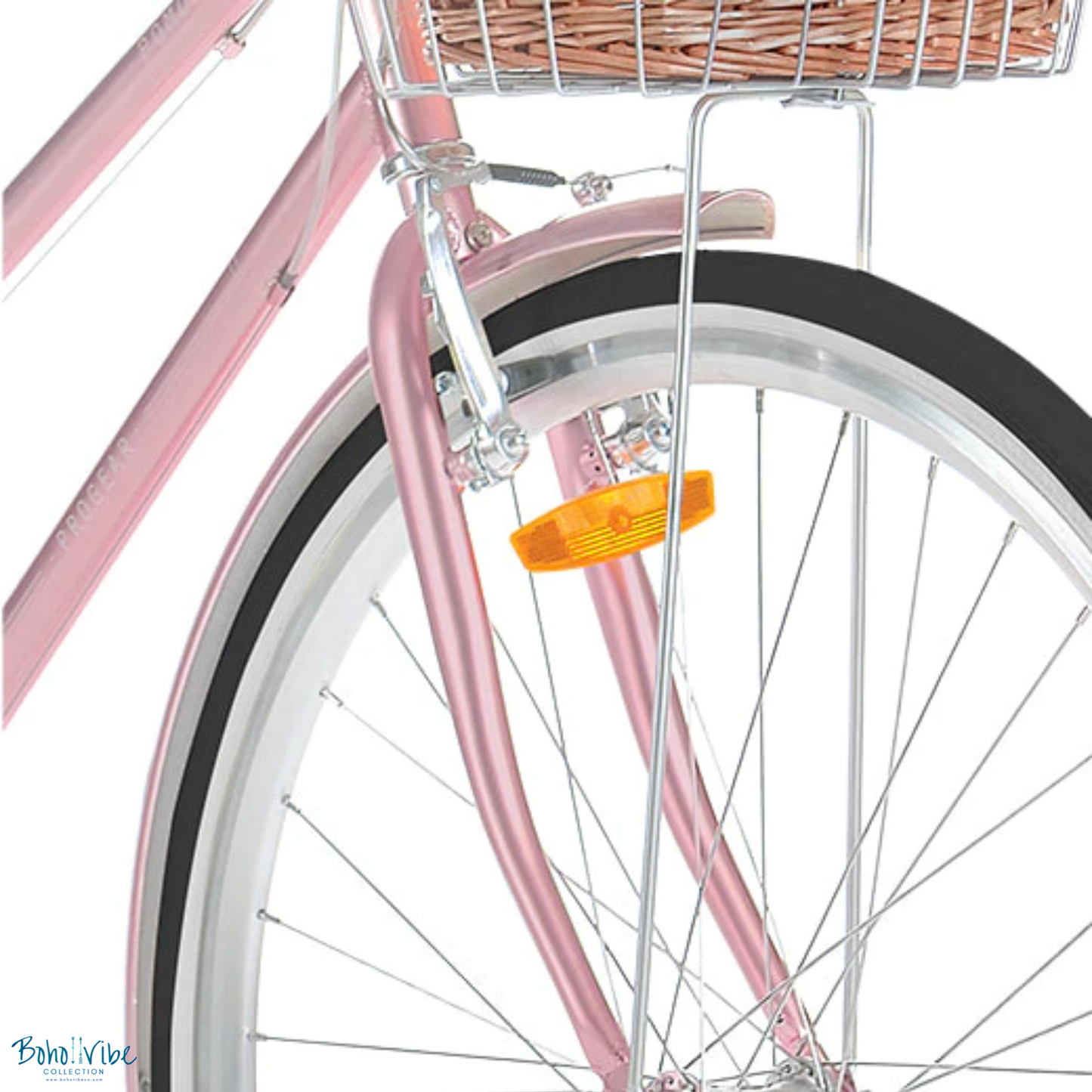 Boho ↡↟ Vibe Collection ↠  Vintage Cruiser Progear Pomona Coastal Commuter Bike Rose Gold Ladies Teen 17" with Basket 