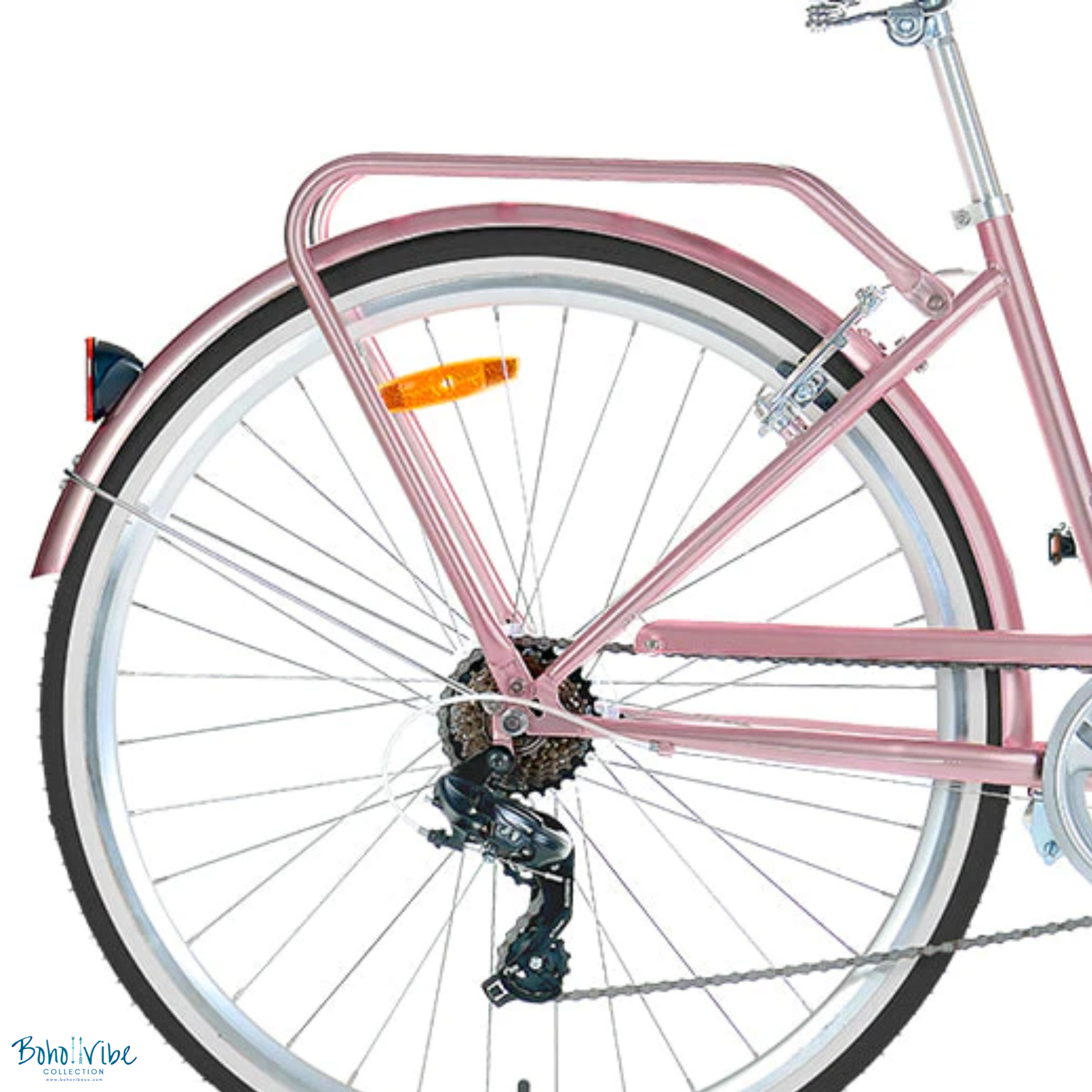 Boho ↡↟ Vibe Collection ↠  Vintage Cruiser Progear Pomona Coastal Commuter Bike Rose Gold Ladies Teen 17" with Basket 