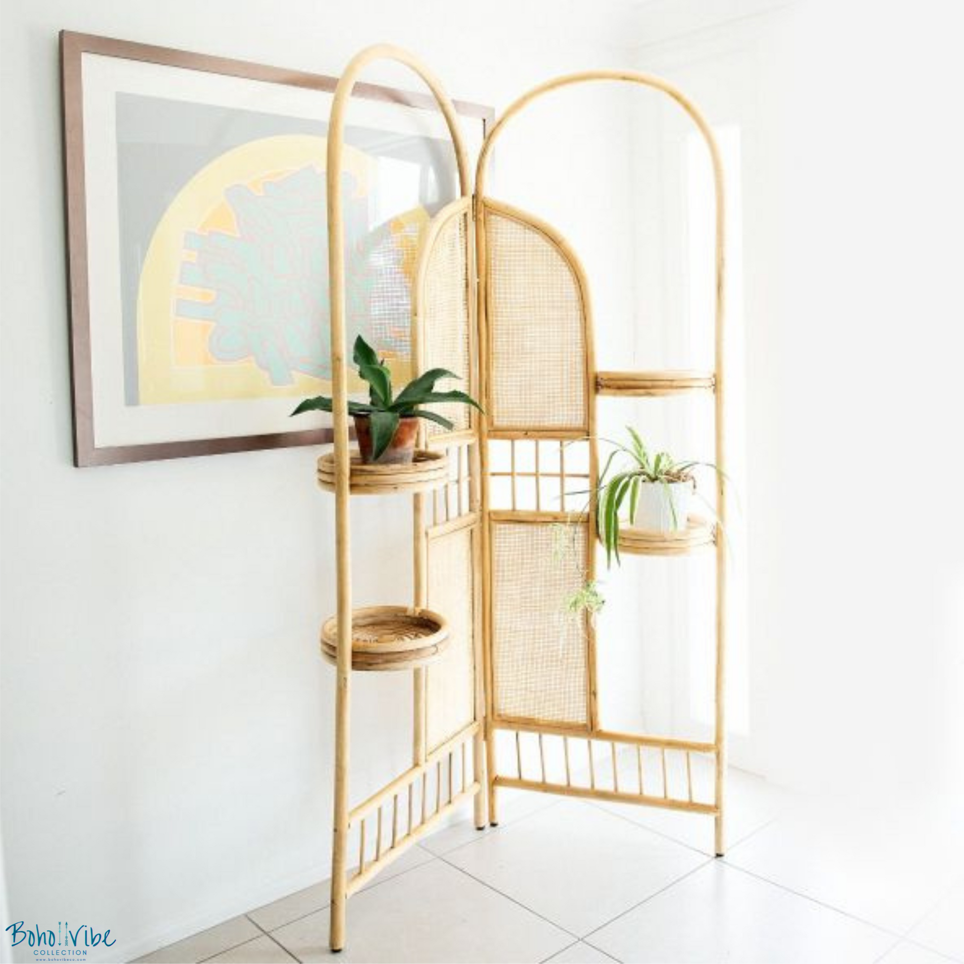 Boho ↡↟ Vibe Collection ↠ Natural Rattan Plant Stand Scr