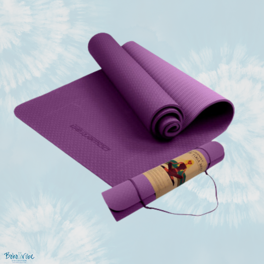 Boho ↡↟ Vibe Collection ↠ Powertrain Yoga Pilates Mat Eco-Friendly Royal Purple 6mm 