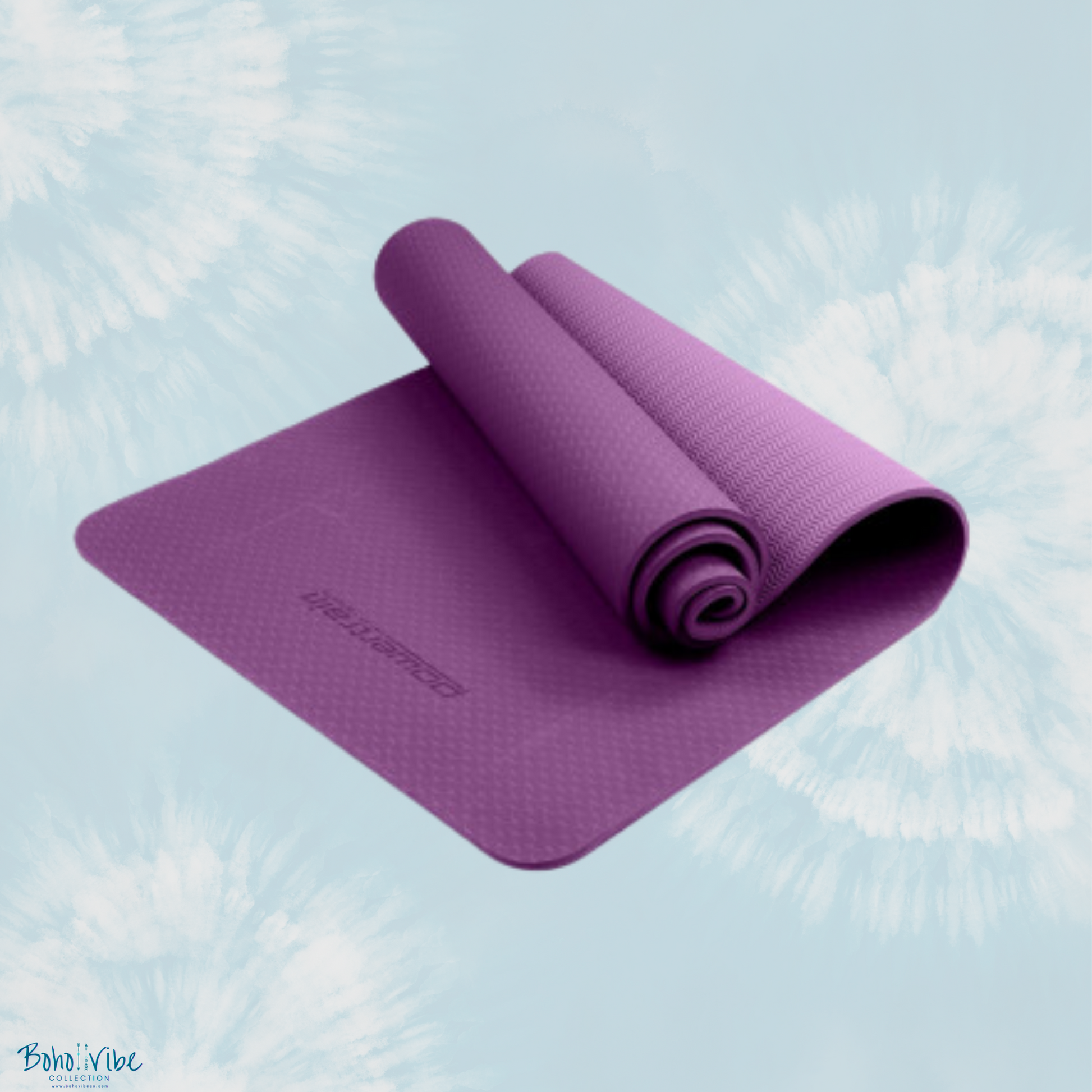 Boho ↡↟ Vibe Collection ↠ Powertrain Yoga Pilates Mat Eco-Friendly Royal Purple 6mm 