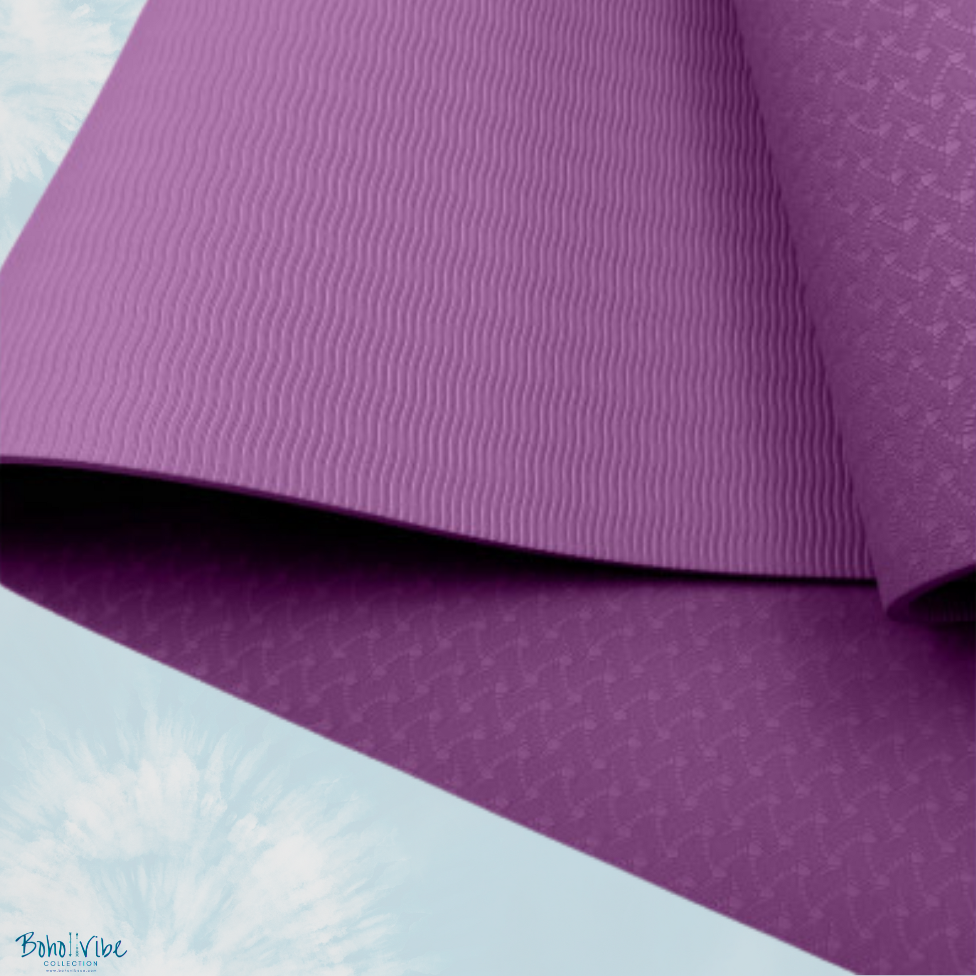 Boho ↡↟ Vibe Collection ↠ Powertrain Yoga Pilates Mat Eco-Friendly Royal Purple 6mm 