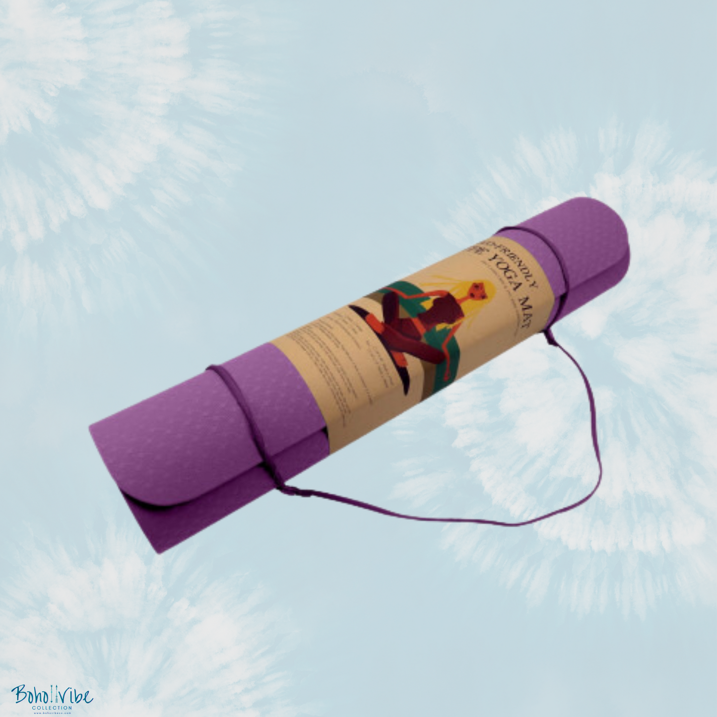 Boho ↡↟ Vibe Collection ↠ Powertrain Yoga Pilates Mat Eco-Friendly Royal Purple 6mm 