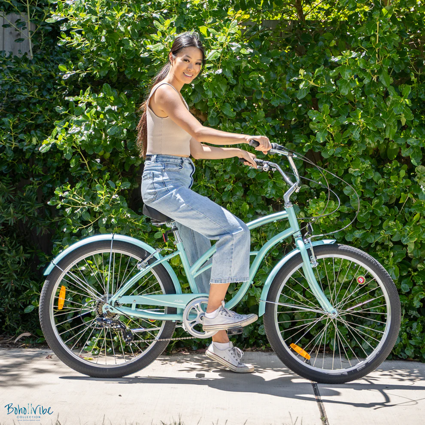 Boho ↡↟ Vibe Collection ↠ Malibu Cruiser Progear Vintage Coastal Commuter Bike Mint Ladies Teen 15"