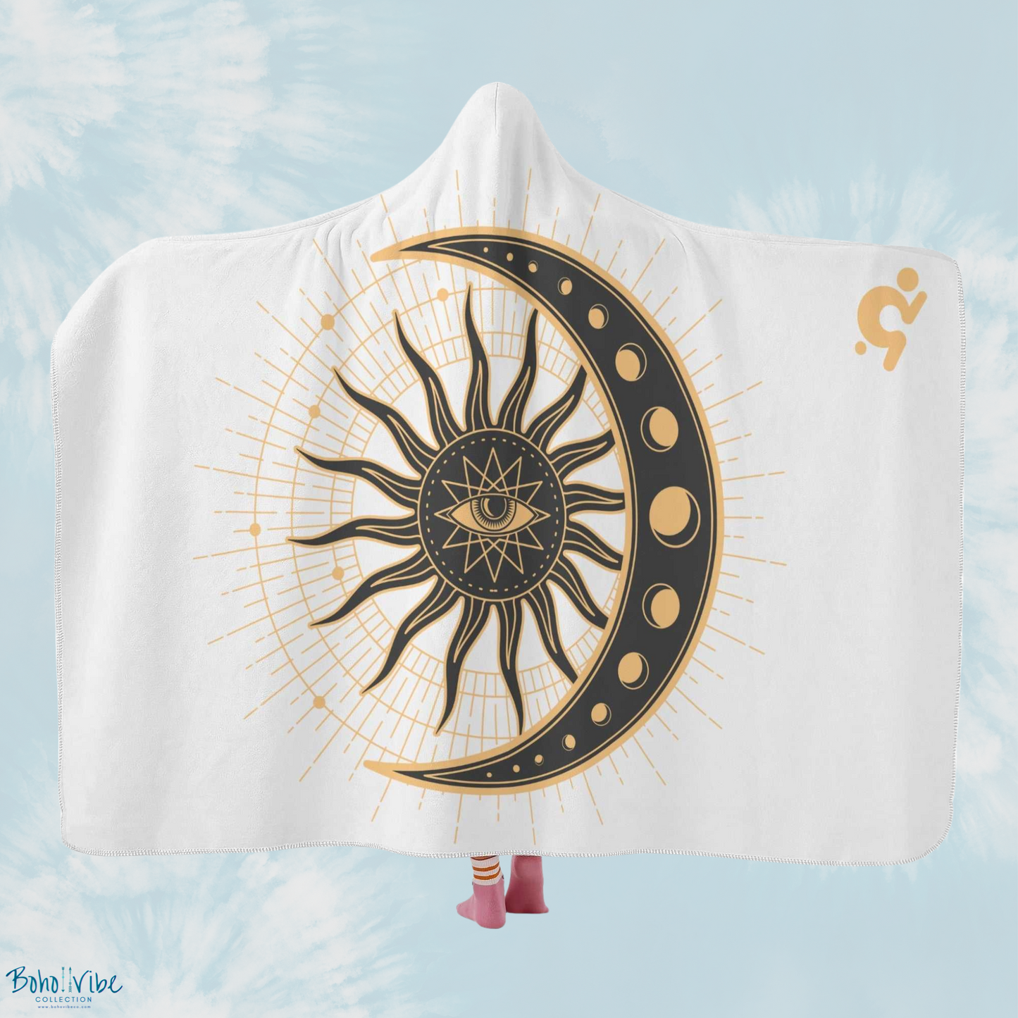 Boho ↡↟ Vibe Collection ↠ Sun Moon Hooded Wearable Blanket 