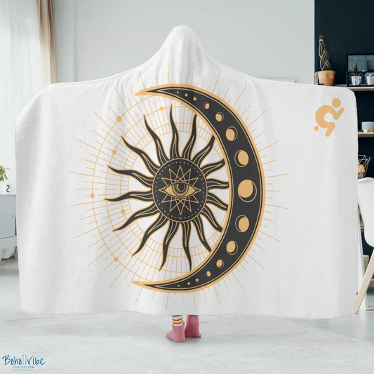 Boho ↡↟ Vibe Collection ↠ Sun Moon Hooded Wearable Blanket 