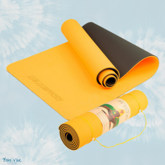 Boho ↡↟ Vibe Collection ↠ Powertrain Yoga Pilates Mat Eco-Friendly Sun Orange 8mm