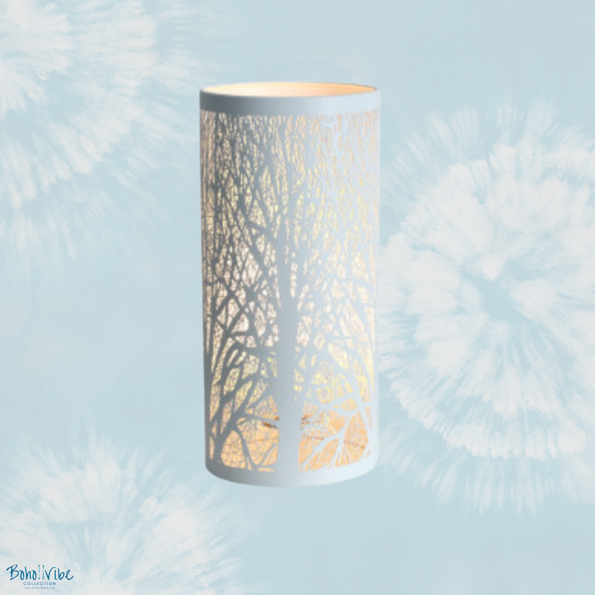Boho ↡↟ Vibe Collection ↠ White Forest Table Lamp Nature Inspired Light 
